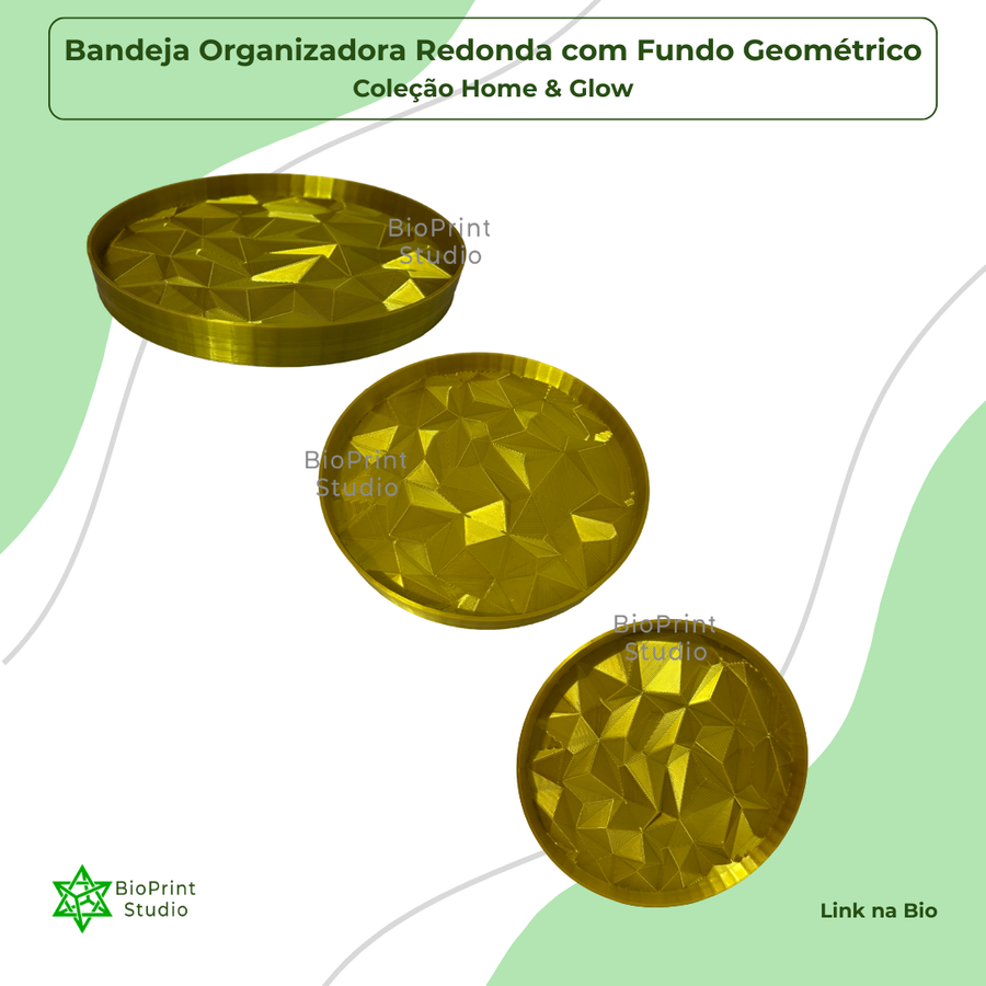 Bandeja Organizadora Redonda com Fundo Geométrico