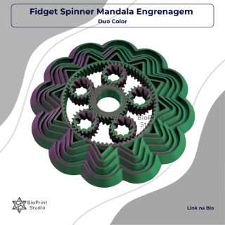 Fidget Spinner Mandala Engrenagem - Duo Color