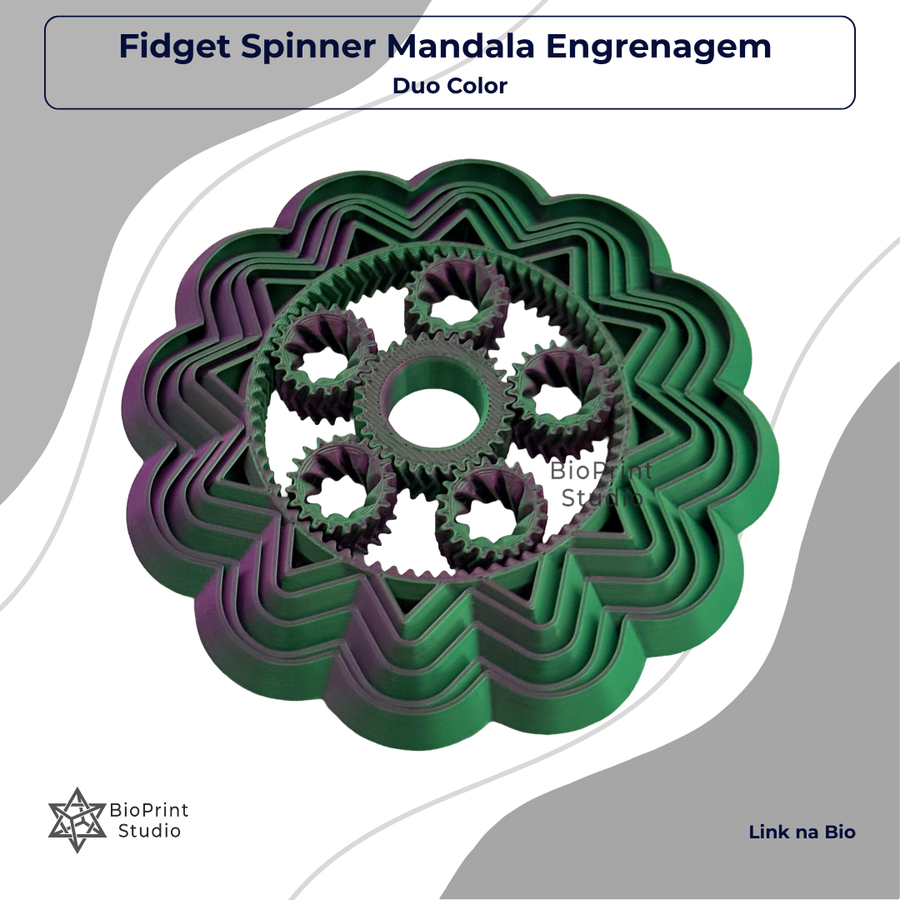 Fidget Spinner Mandala Engrenagem - Duo Color