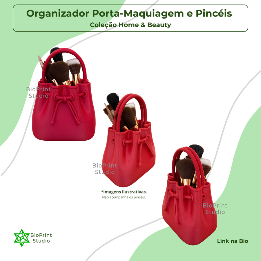 Organizador Porta-Maquiagem e Pincéis formato Bolsa