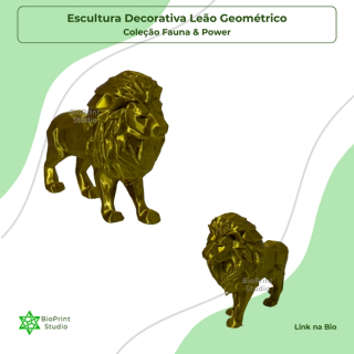 Escultura Decorativa Leão Geométrico - Pequeno