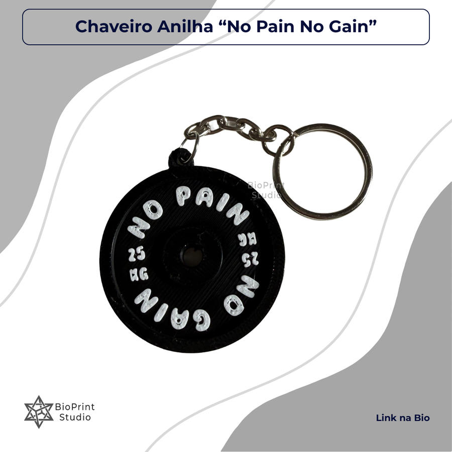 Chaveiro Anilha No Pain No Gain