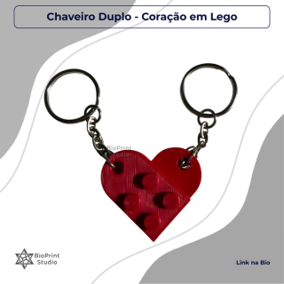 Chaveiro Duplo Coração Lego