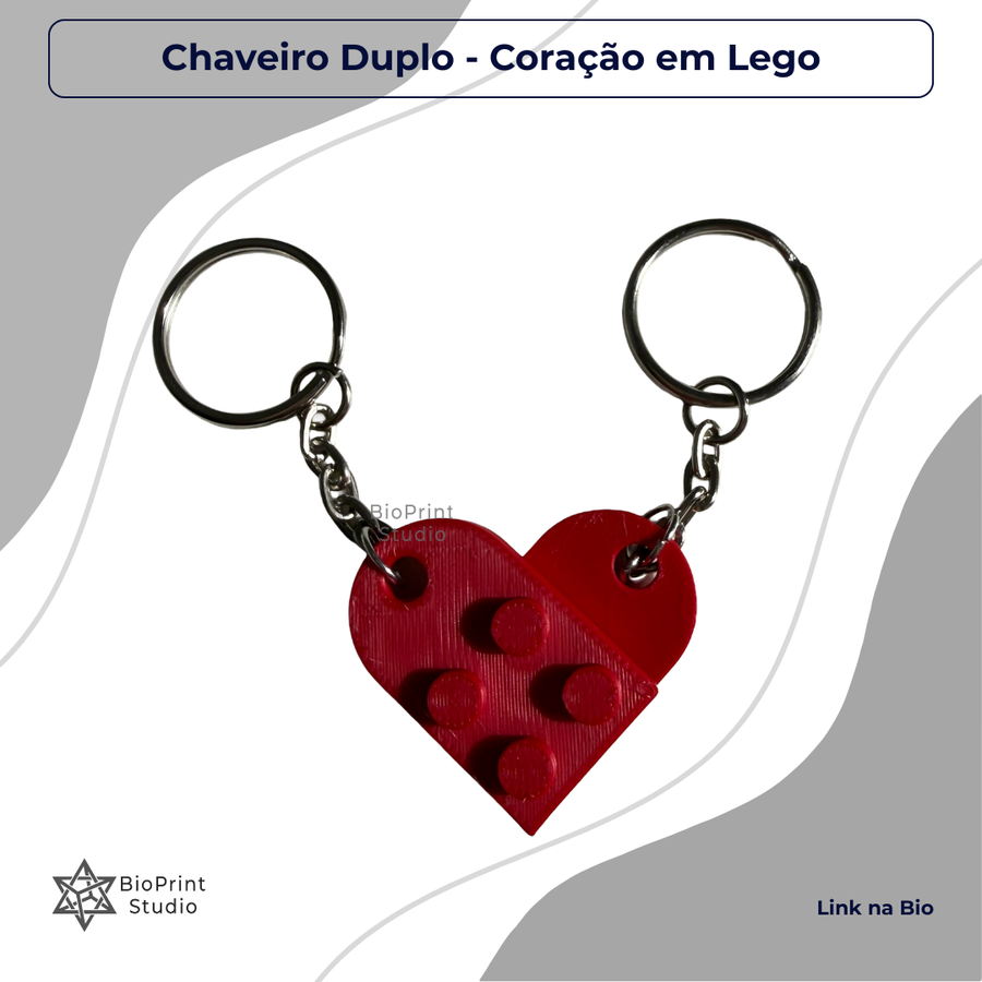 Chaveiro Duplo Coração Lego