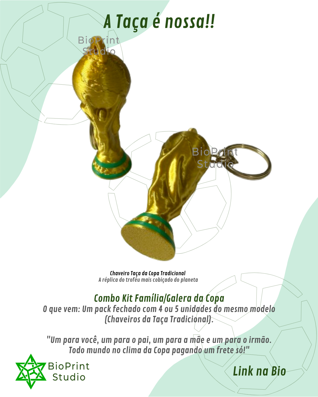 Chaveiro Miniatura Taça de Futebol