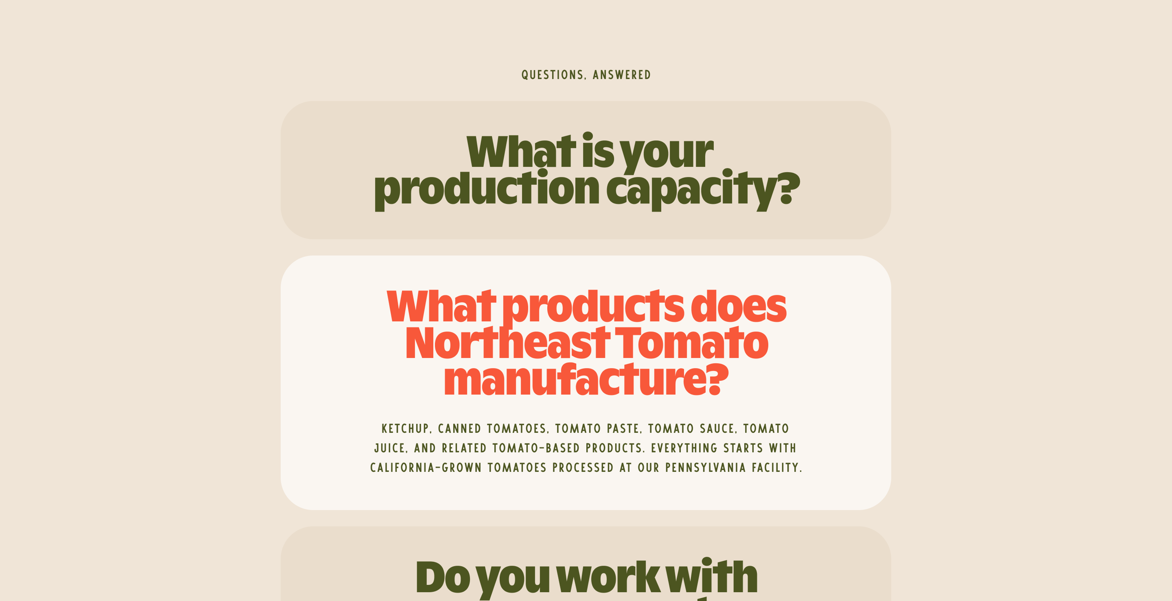 Northeast Tomato: Accordion FAQ section about tomato production.