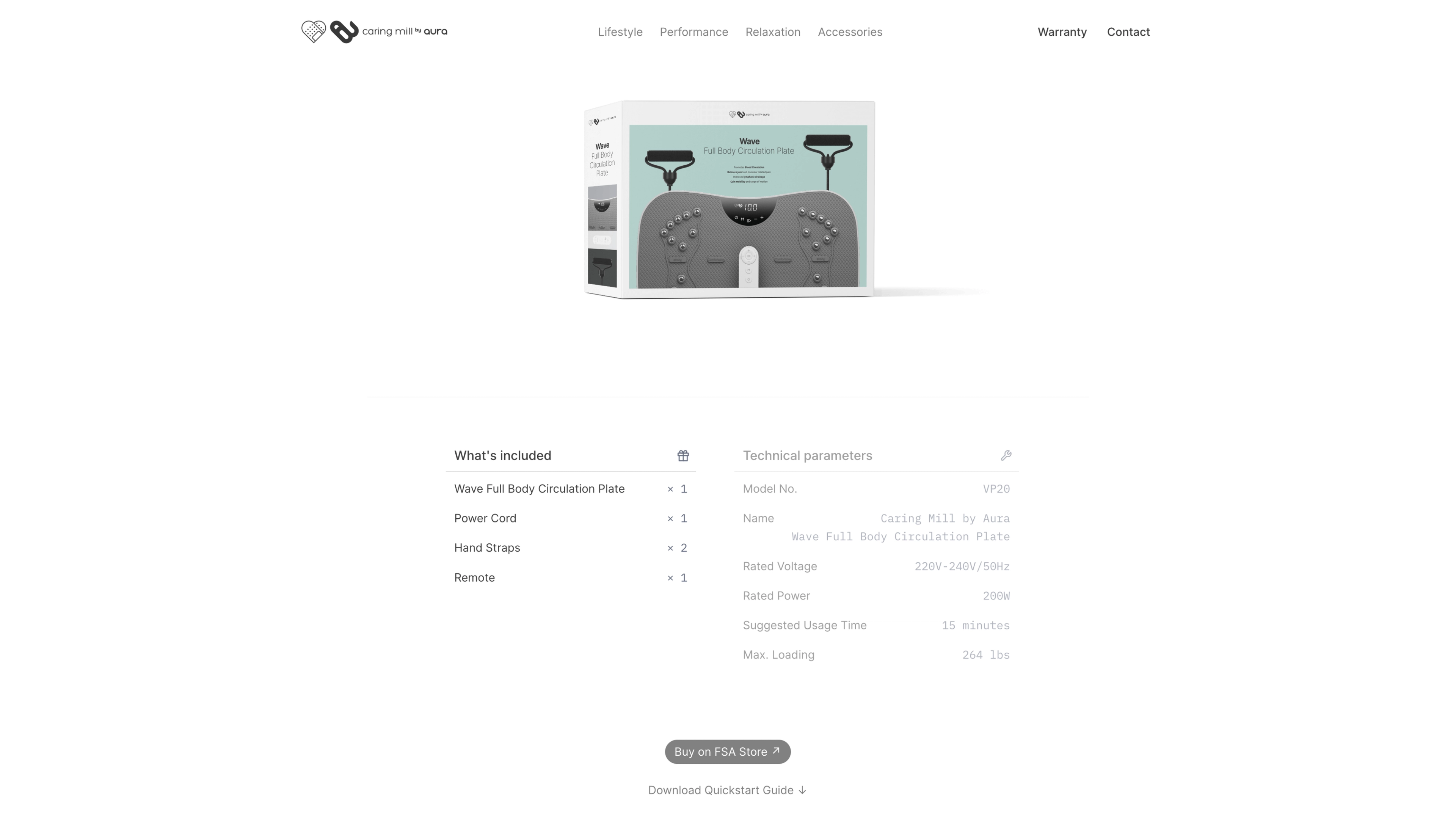 Camar: Wellness product page with a body analysis scale and specifications.