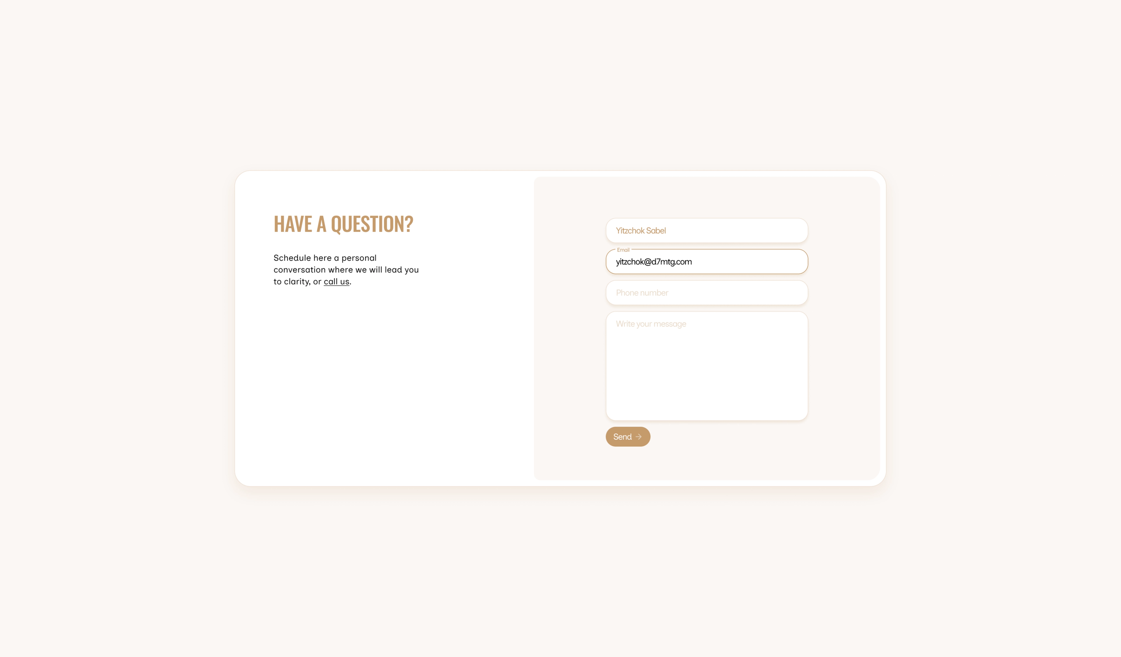 Lehasig: Contact page with inquiry form.