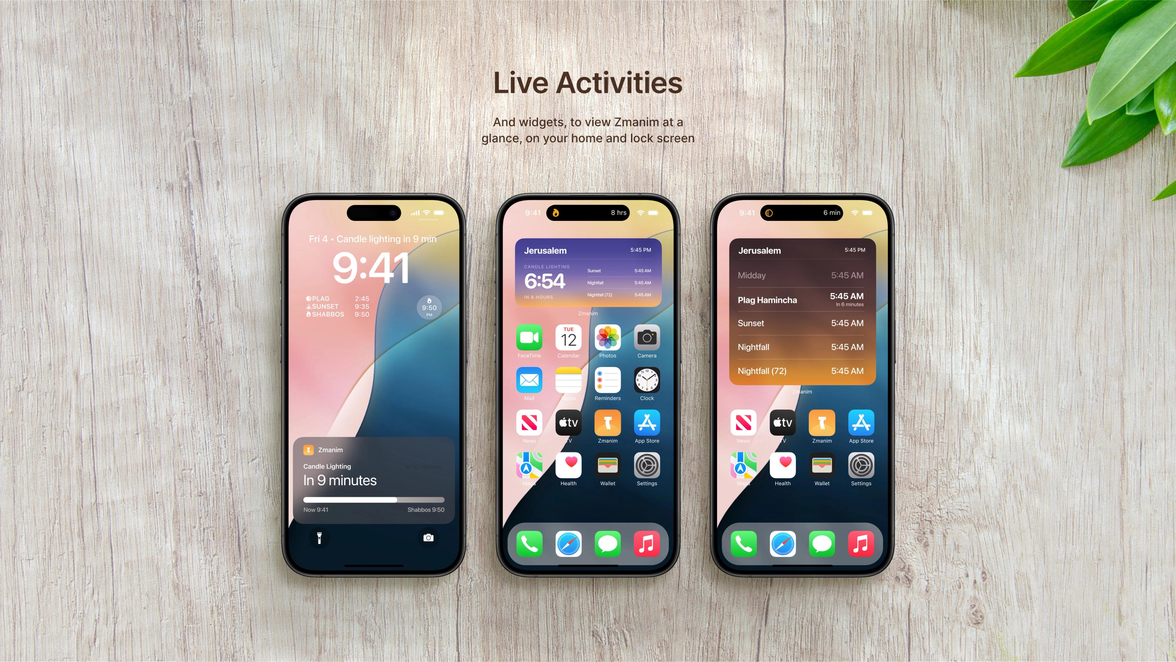 Zmanim: IPhone Live Activities and lock screen prayer time widgets.