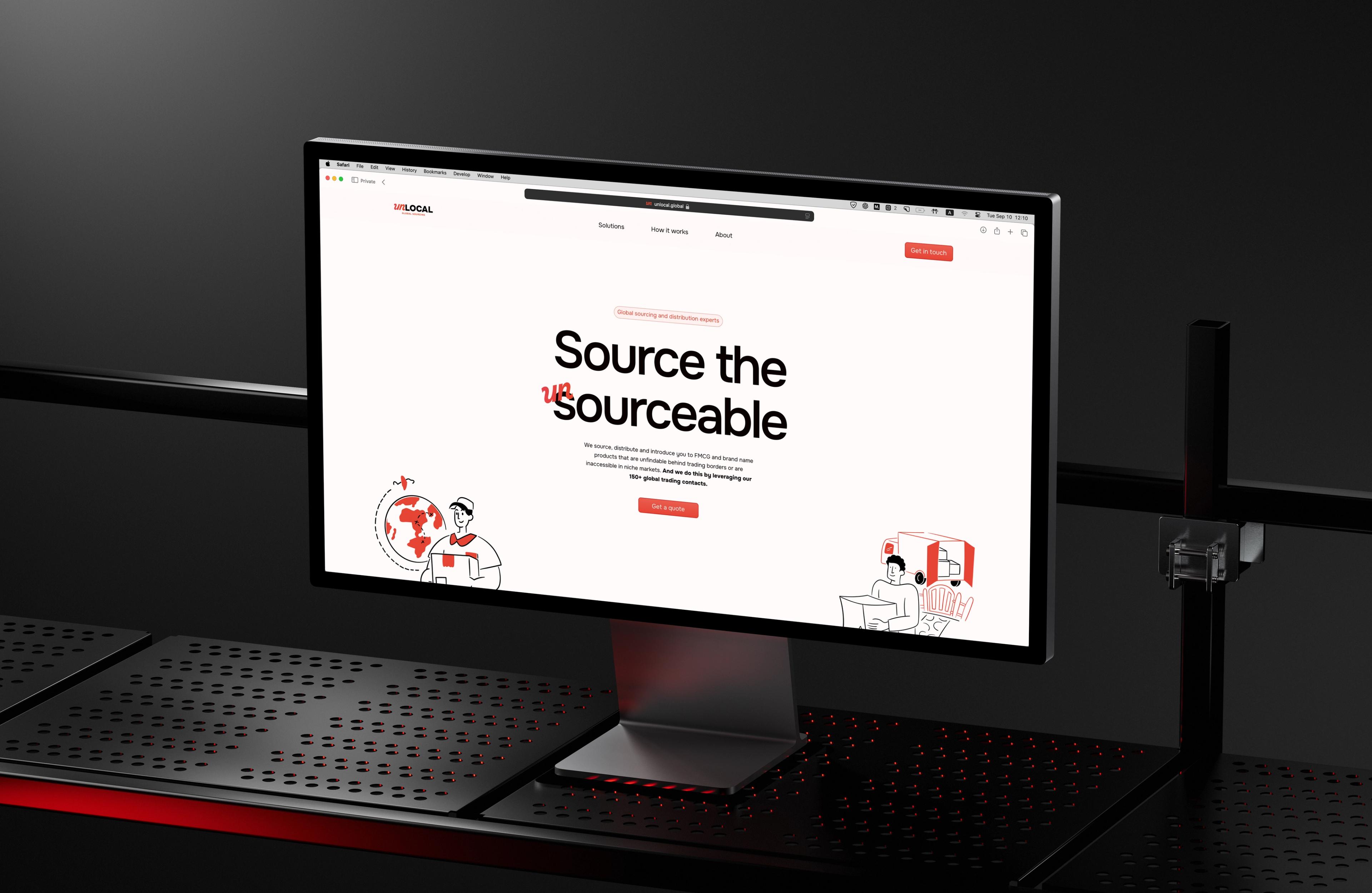Unlocal Global: Sourcing website homepage on a desktop monitor.