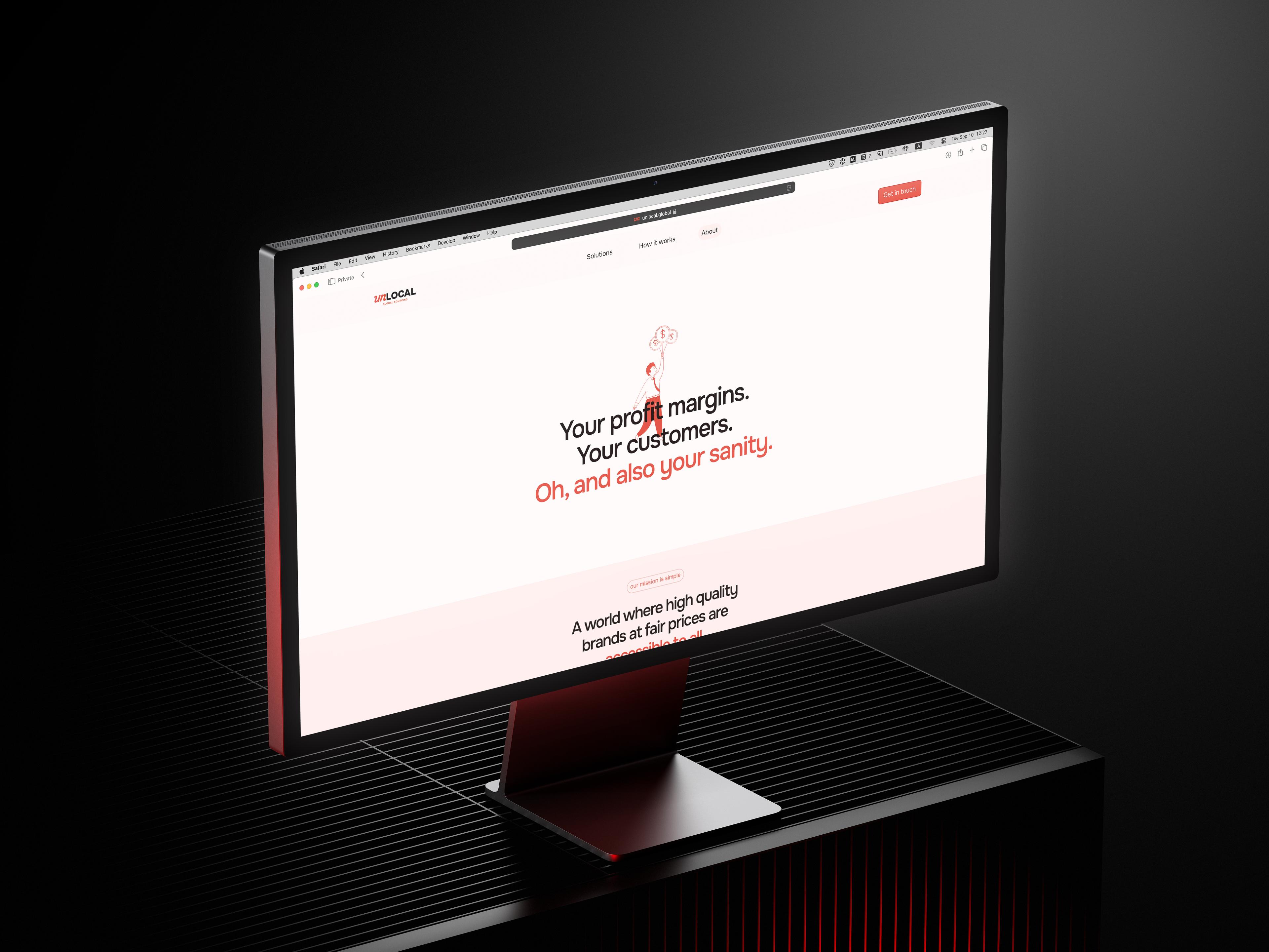 Unlocal Global: Desktop page with customer pricing and sourcing messaging.