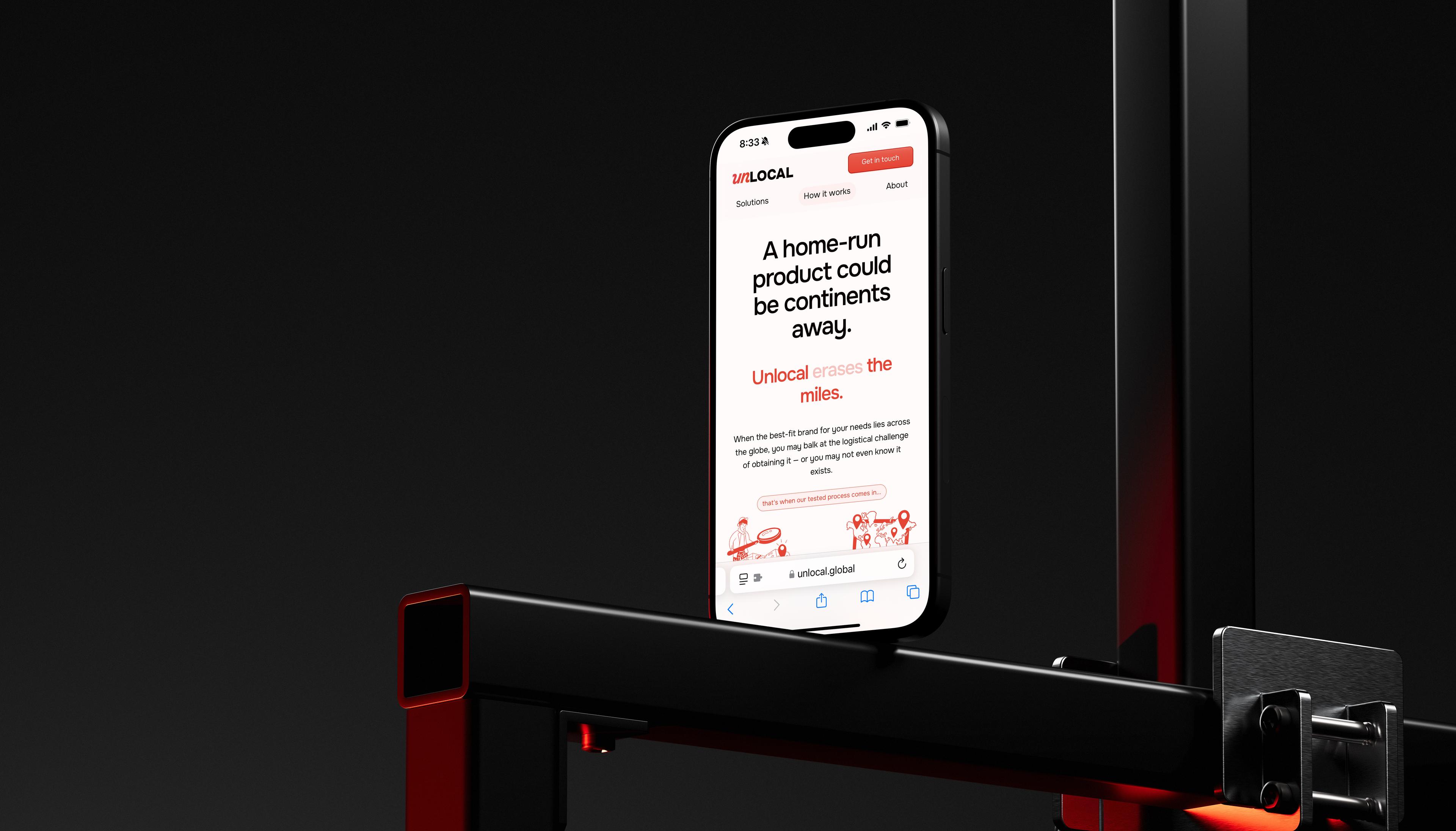 Unlocal Global: Mobile sourcing website displayed on a phone.