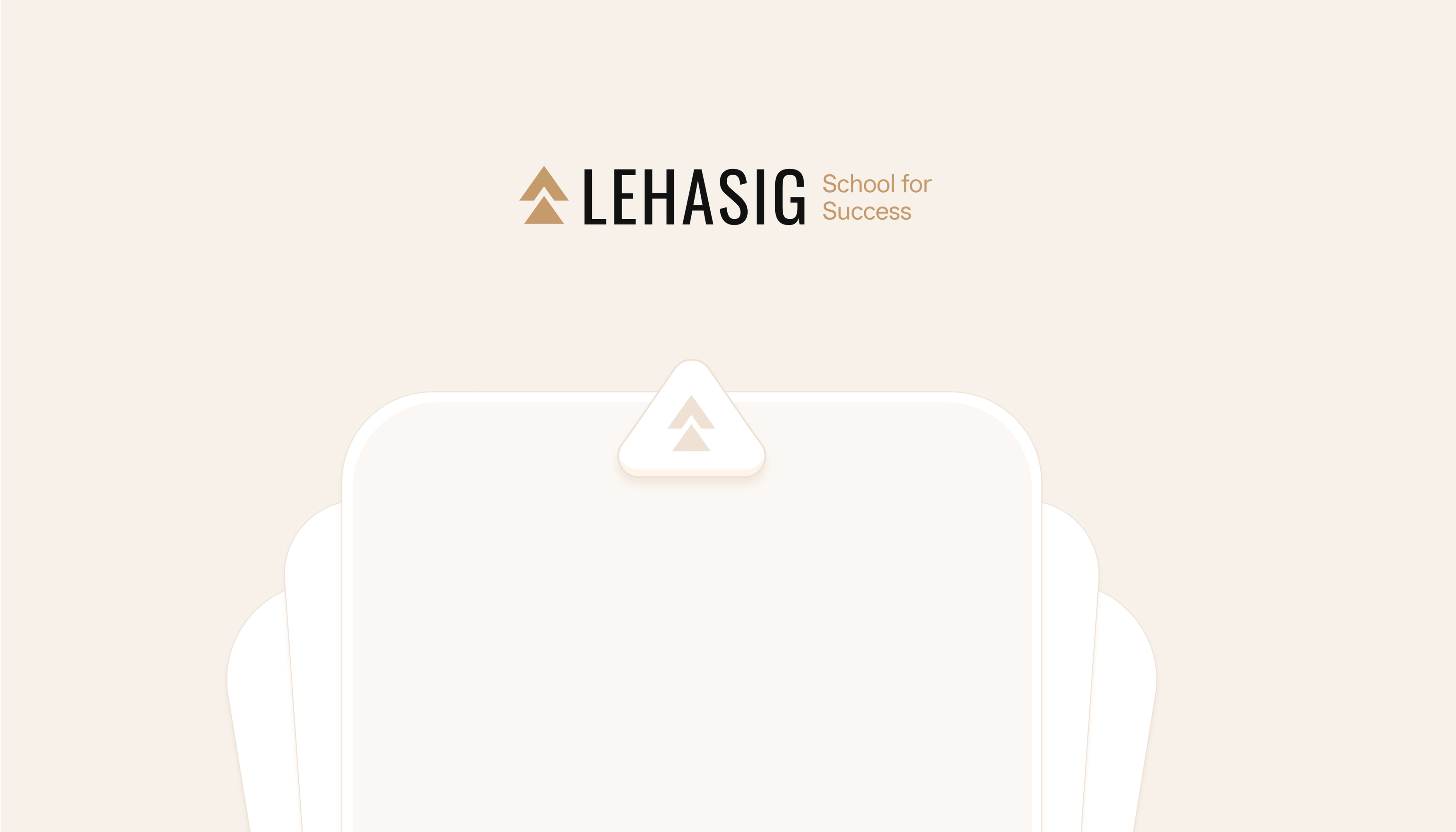 Lehasig: Gold logo above a pale course interface. Design by D7mtg.