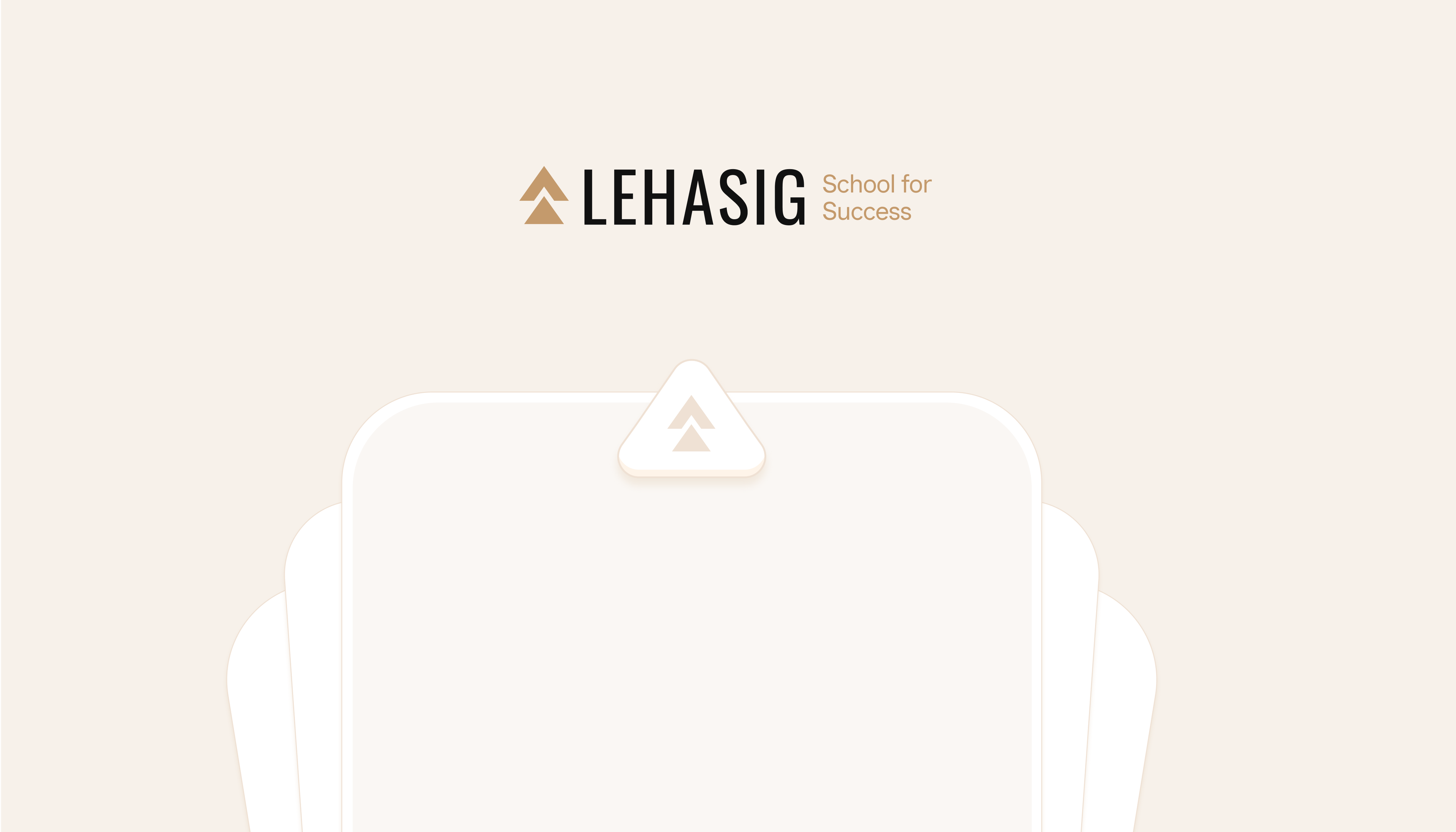 Lehasig: Gold logo above a pale course interface. Design by D7mtg.