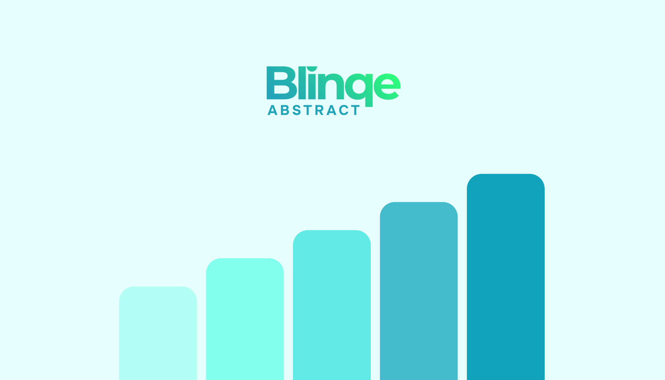 Blinqe Abstract: Teal logo above ascending rounded bars. Design by D7mtg.