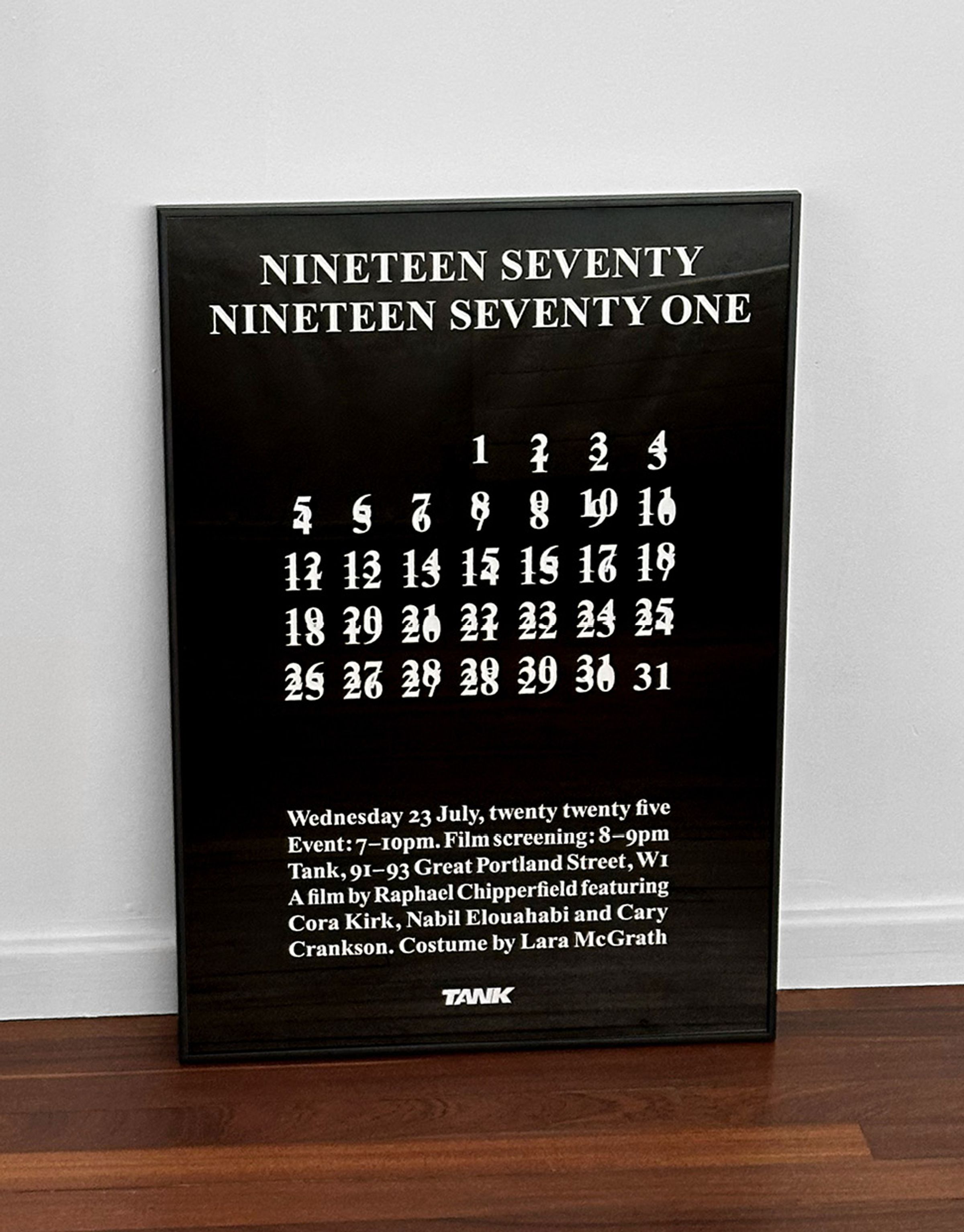 Nineteen Seventy Nineteen Seventy One Poster, Raphael Chipperfield