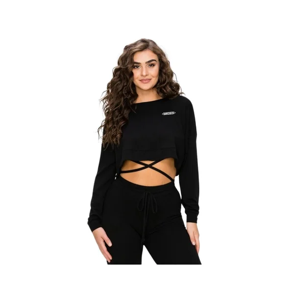 Tie Waist Crop Sweatshirt