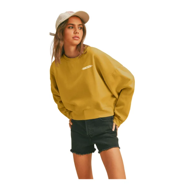 Yellow Boxy Cropped Sweatshirt