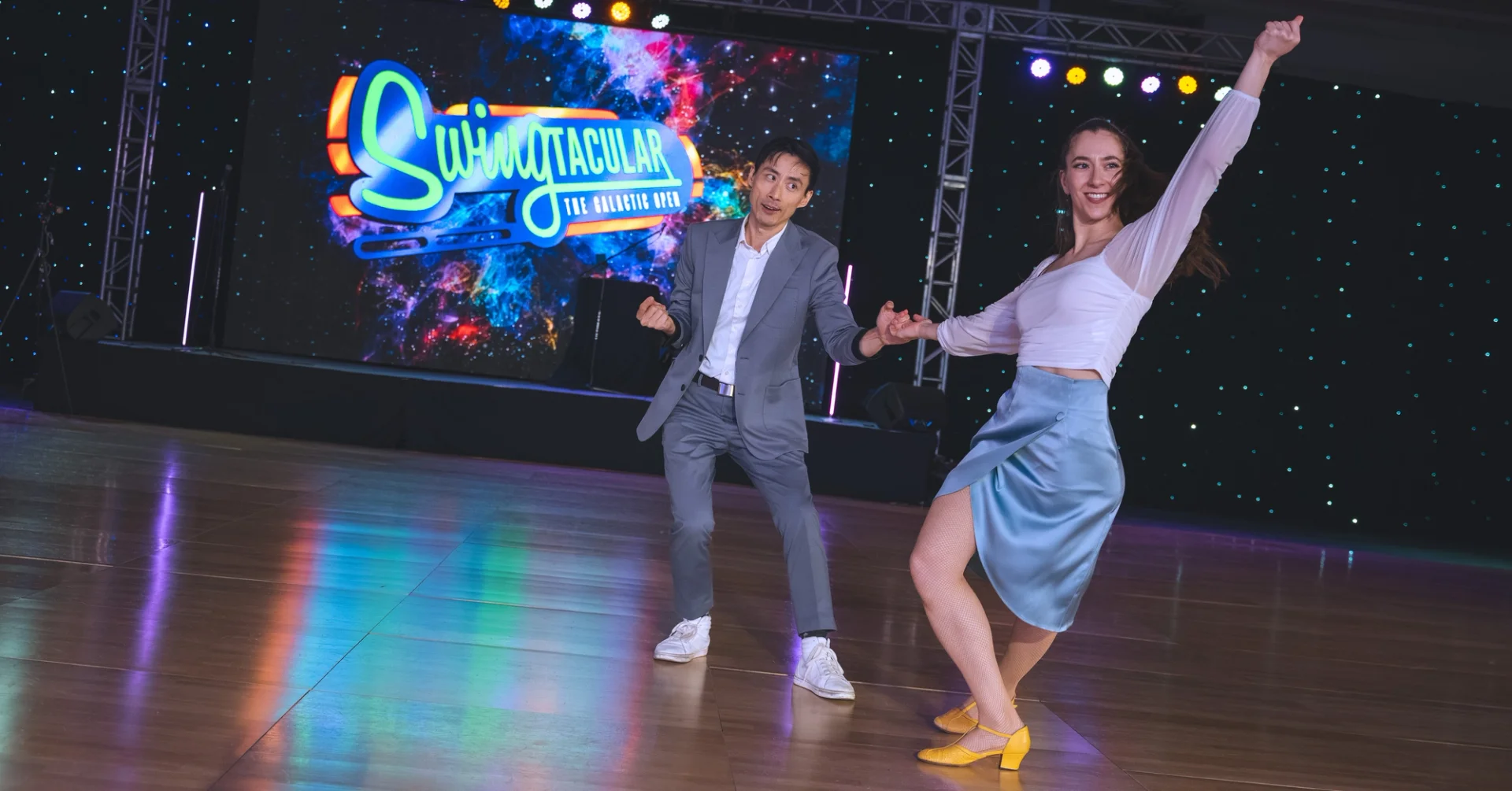Anthony Chen and Irina Amzashvili teaching Lindy Hop