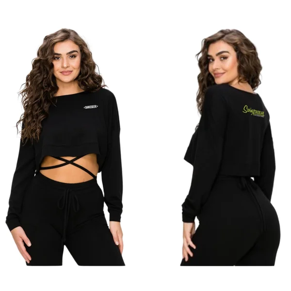 Tie Waist Crop Sweatshirt