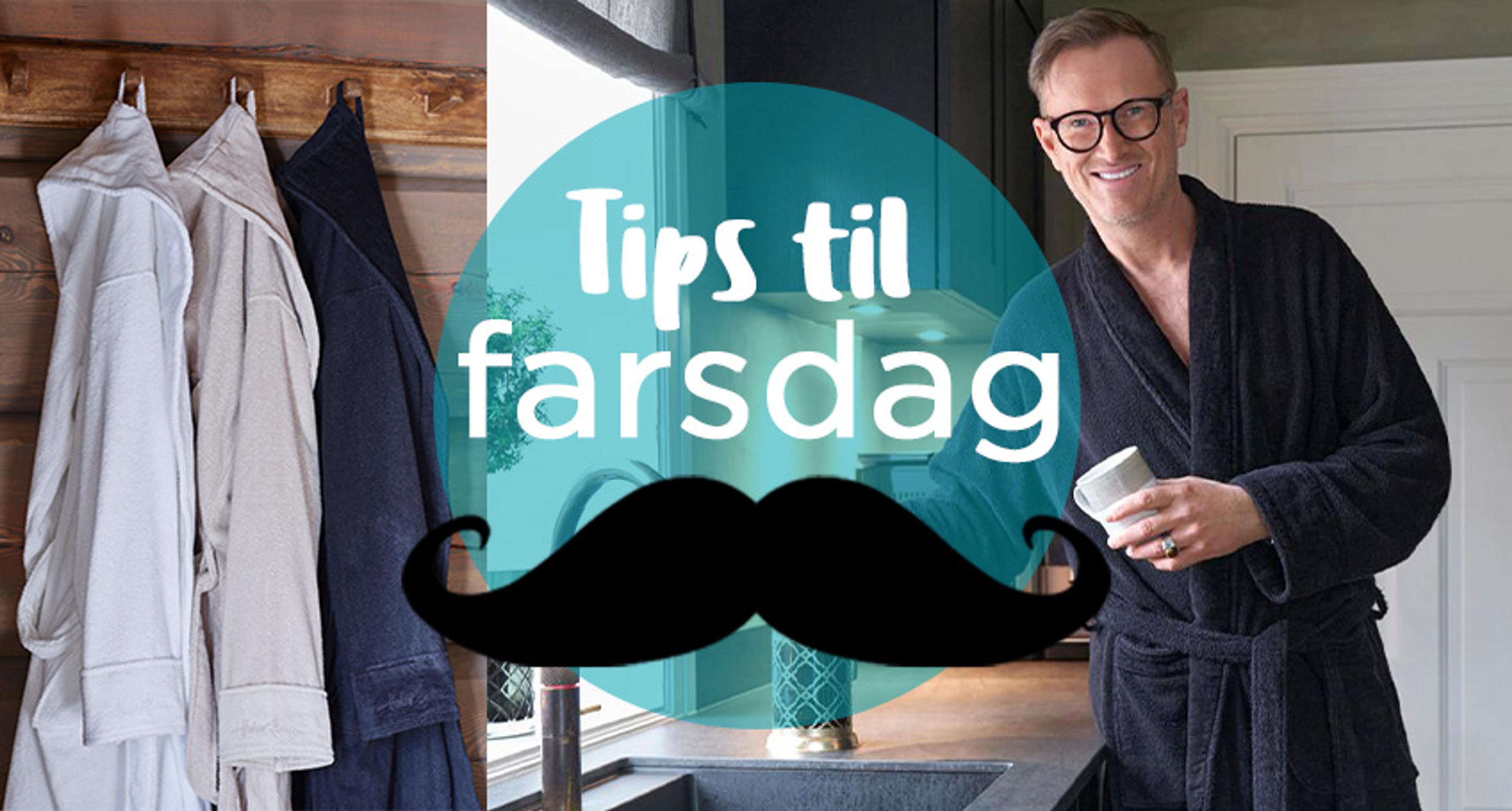 Foto med gavetips til farsdag med badekåper fra Halvor Bakke