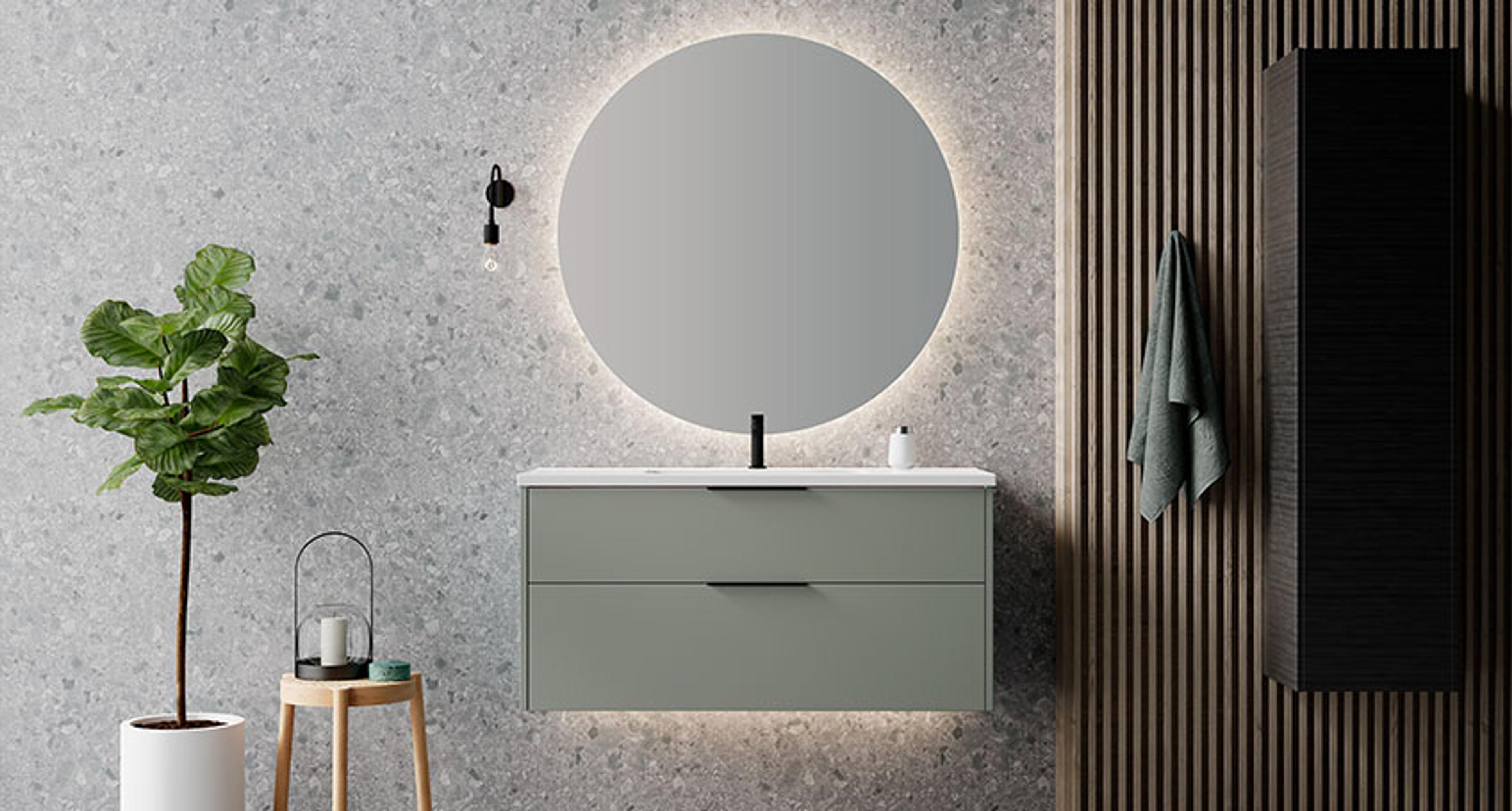 INR GRAND Solid baderomsmøbel i fargen Sage Green