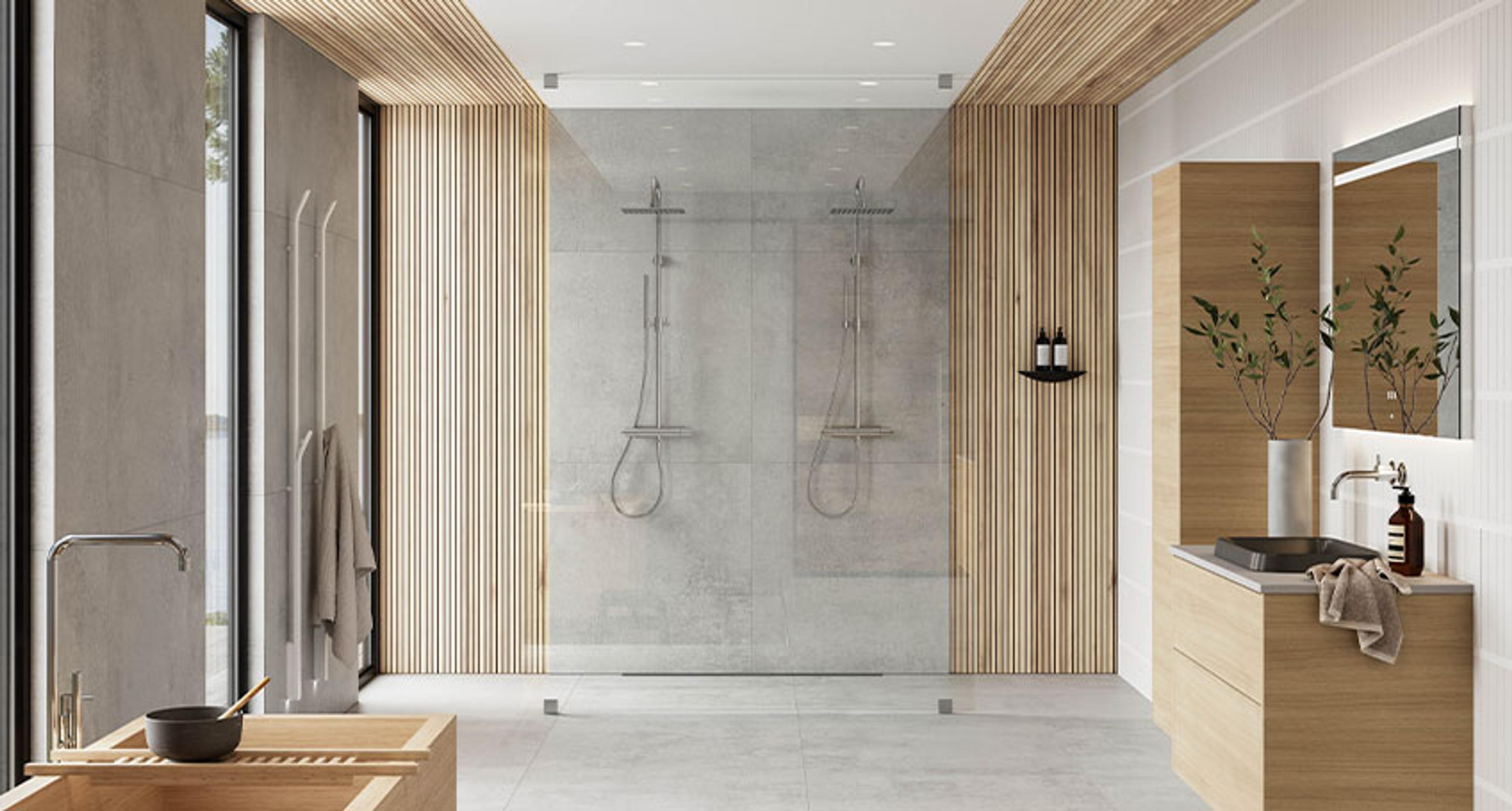 Grand baderomsinnredning og Arc13 dusj fra INR