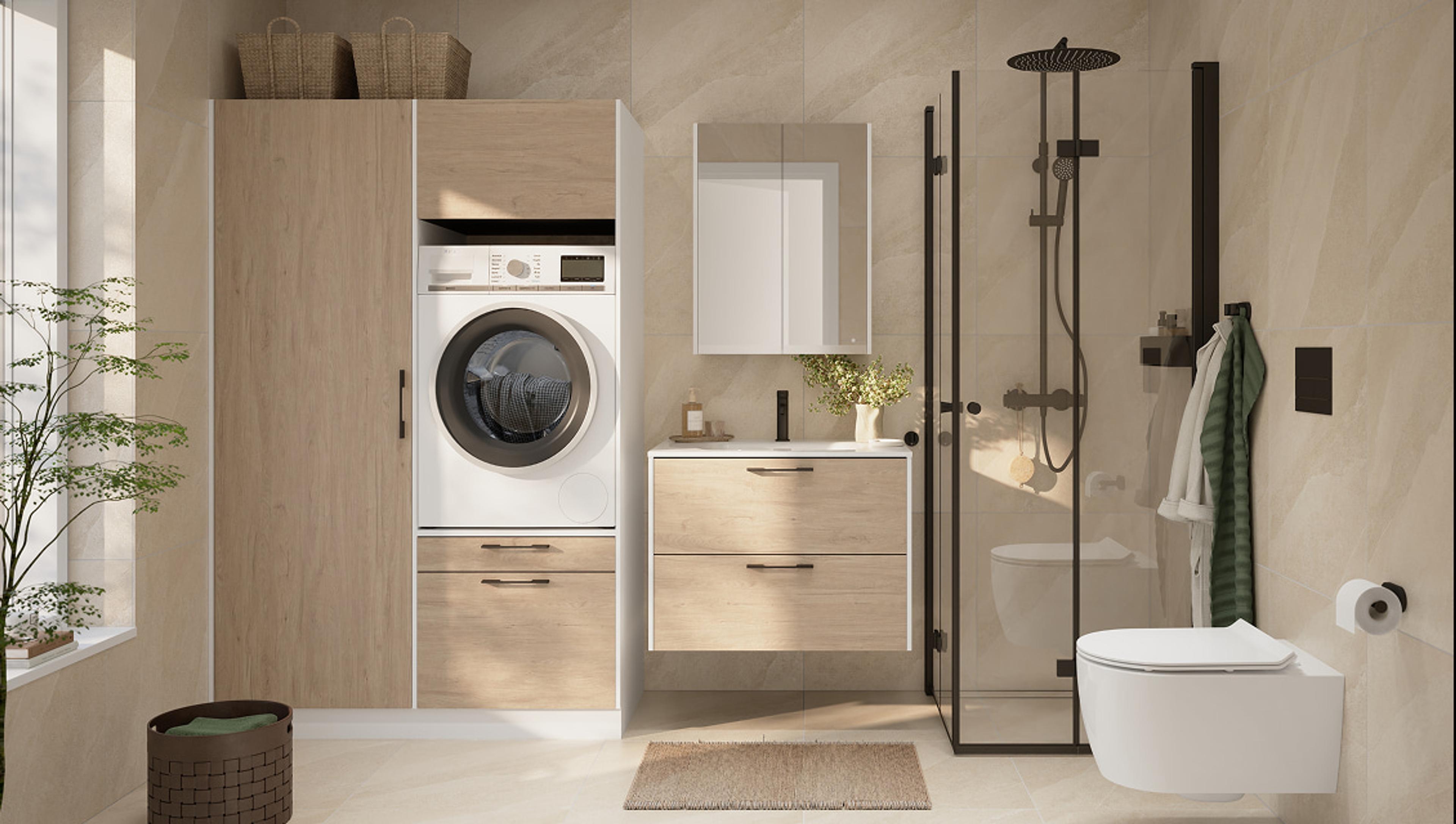 Bilde av et baderom som benytter seg av FAY vaskebad sine moduler.