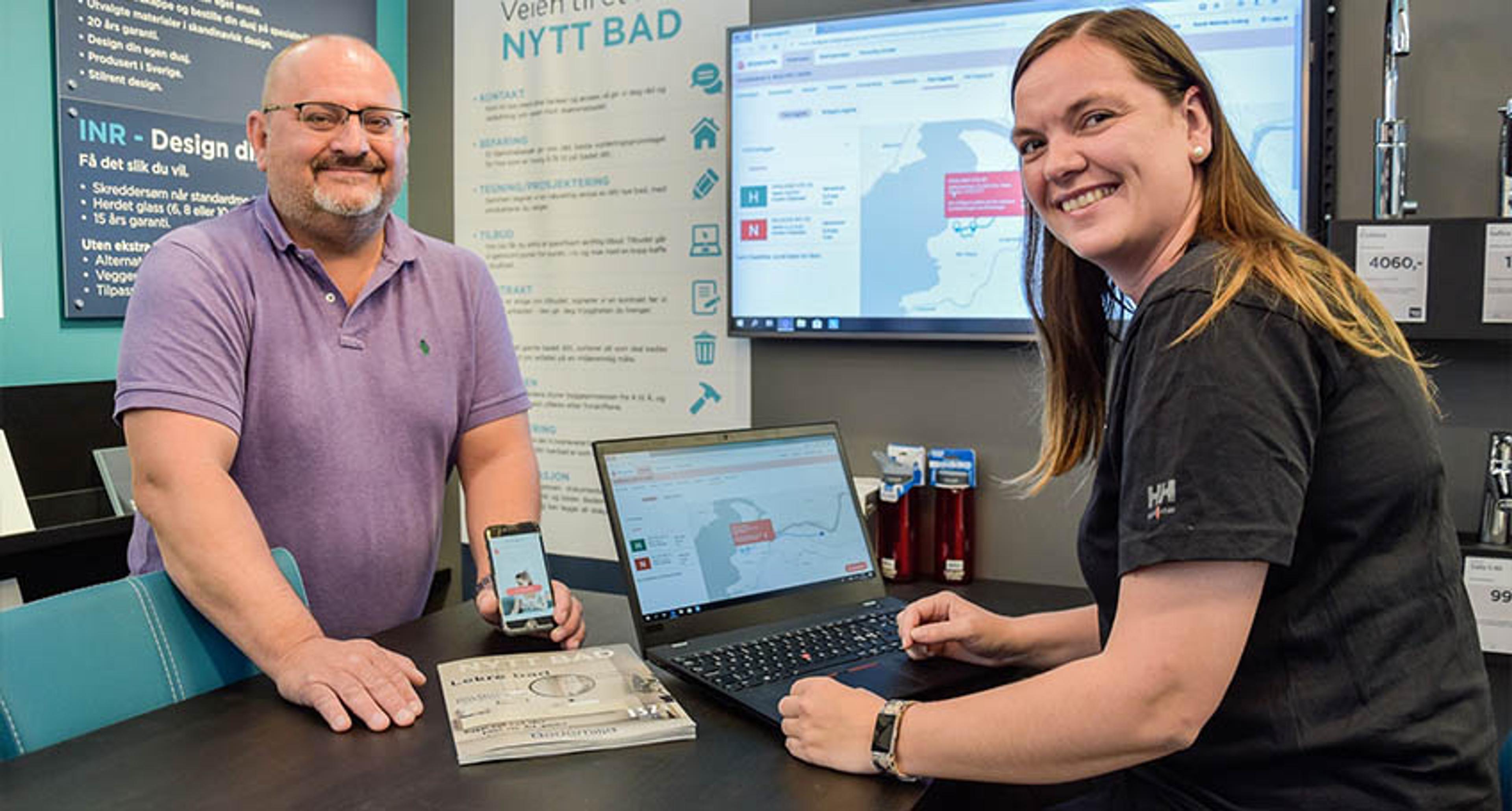 rank Gabrielsen og Lene Vonstad ved Haaland VVS Bademiljø vil oppfordre folk til å ta i bruk Boligmappa.