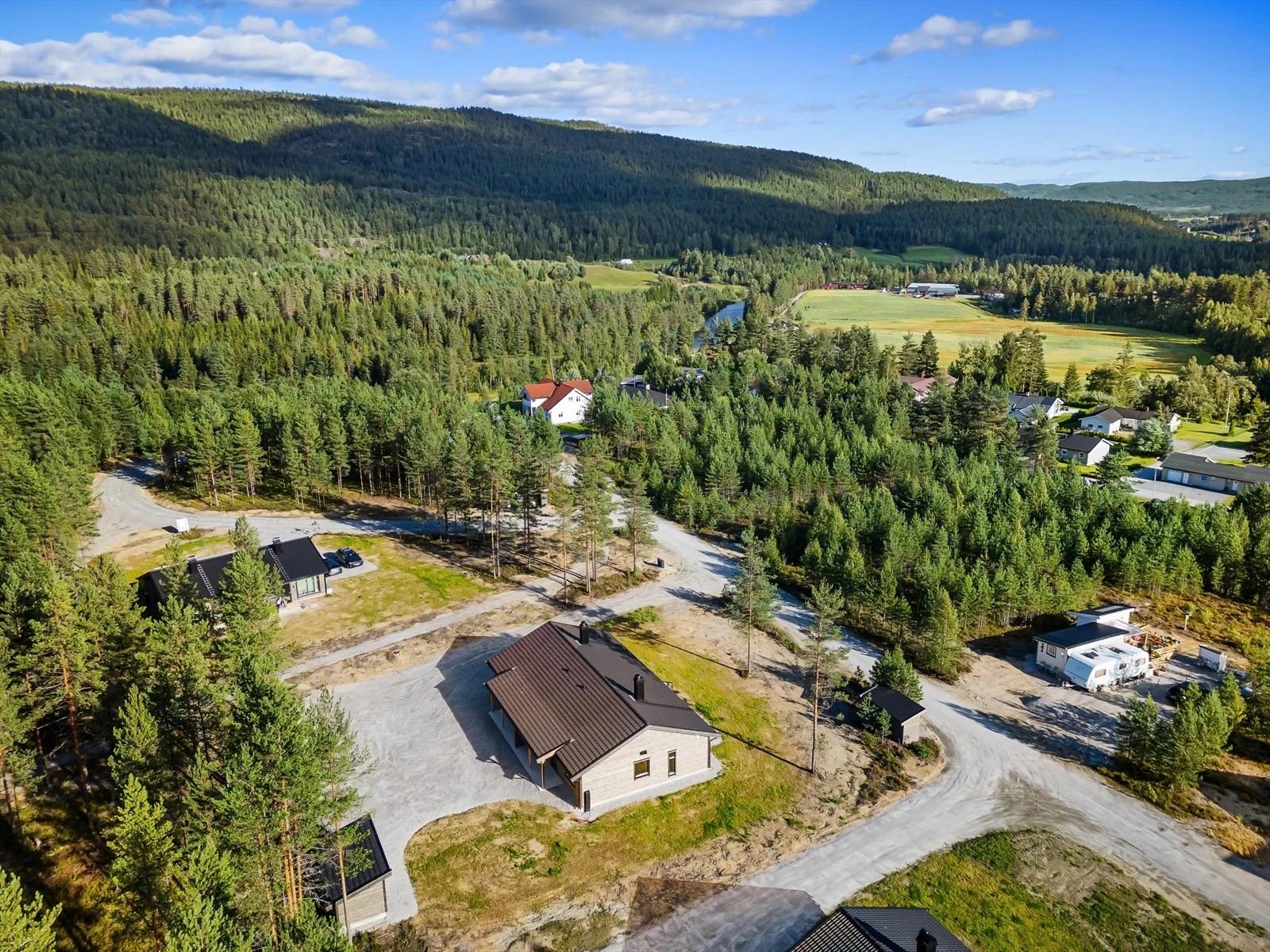 Oversiktsbildet av boligen i naturskjønne omgivelser