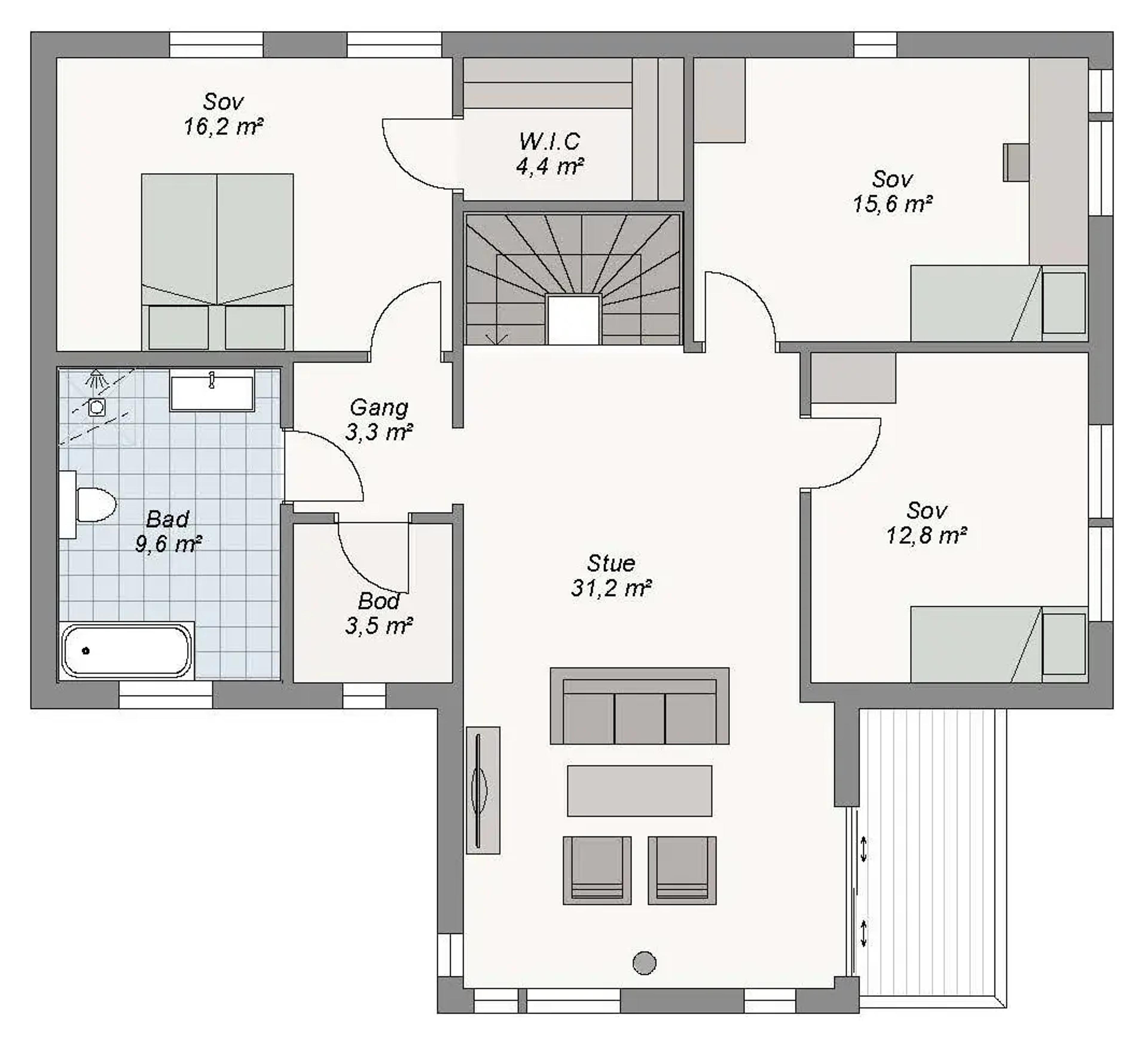 Skien plantegning 2. etg