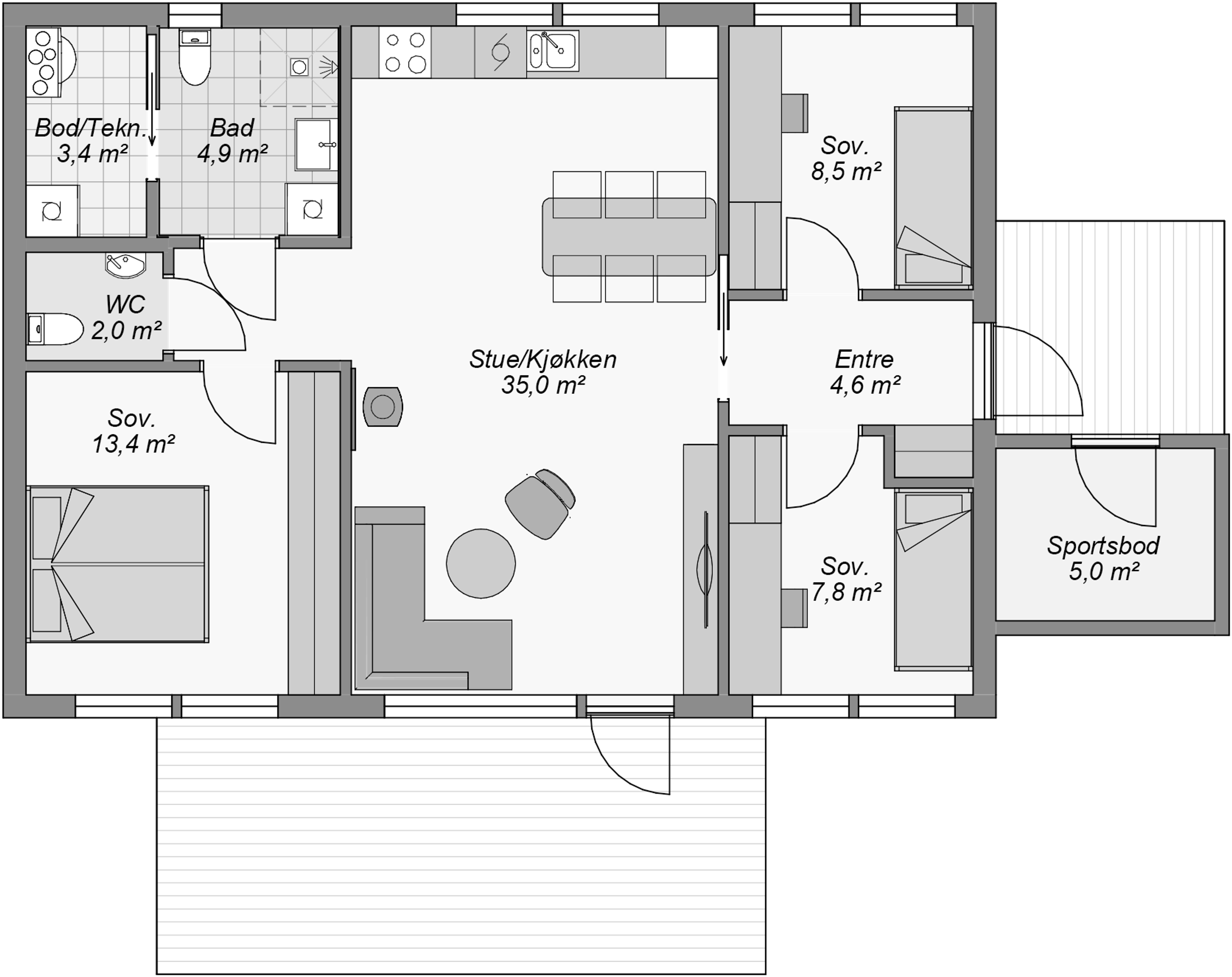 Plantegning av tradisjonell variant