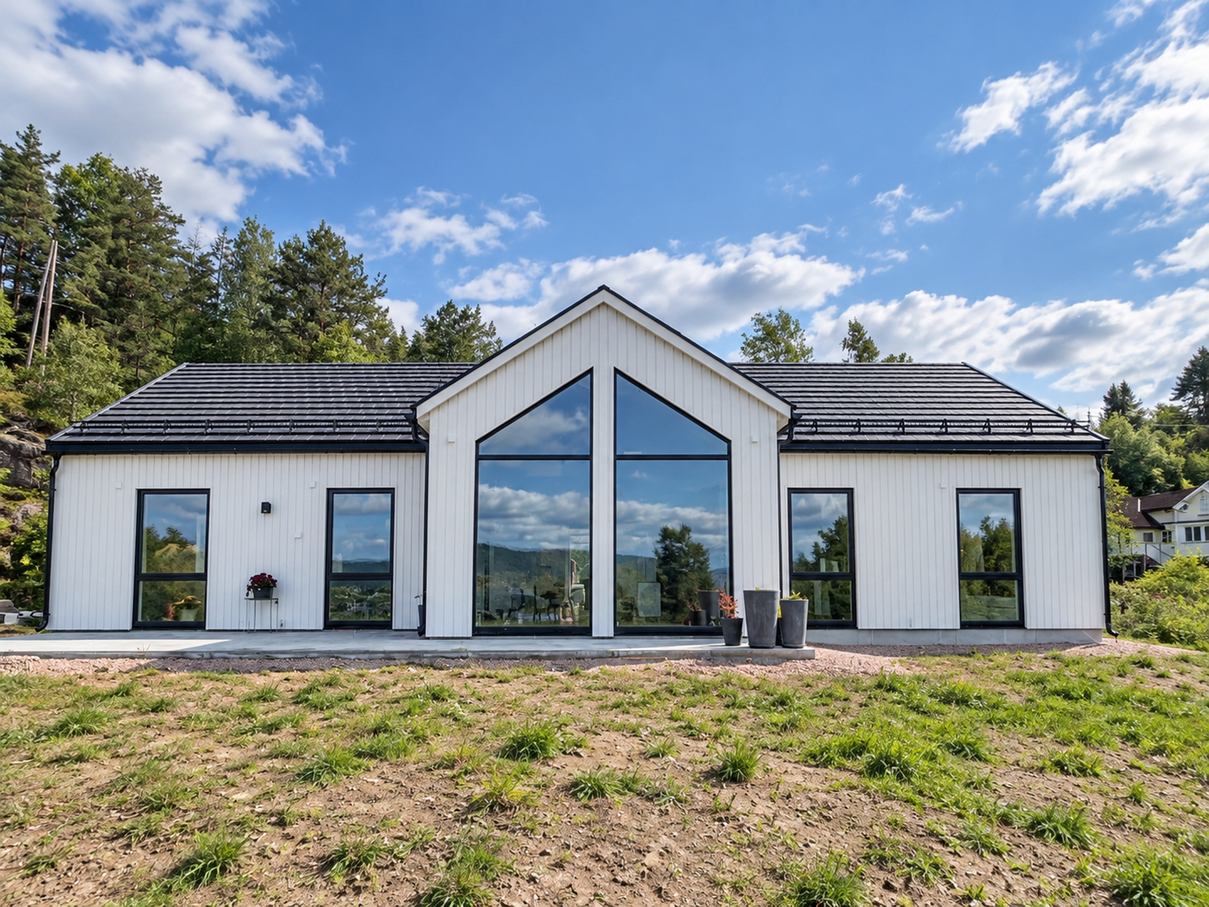 Moderne hus - store vindusflater