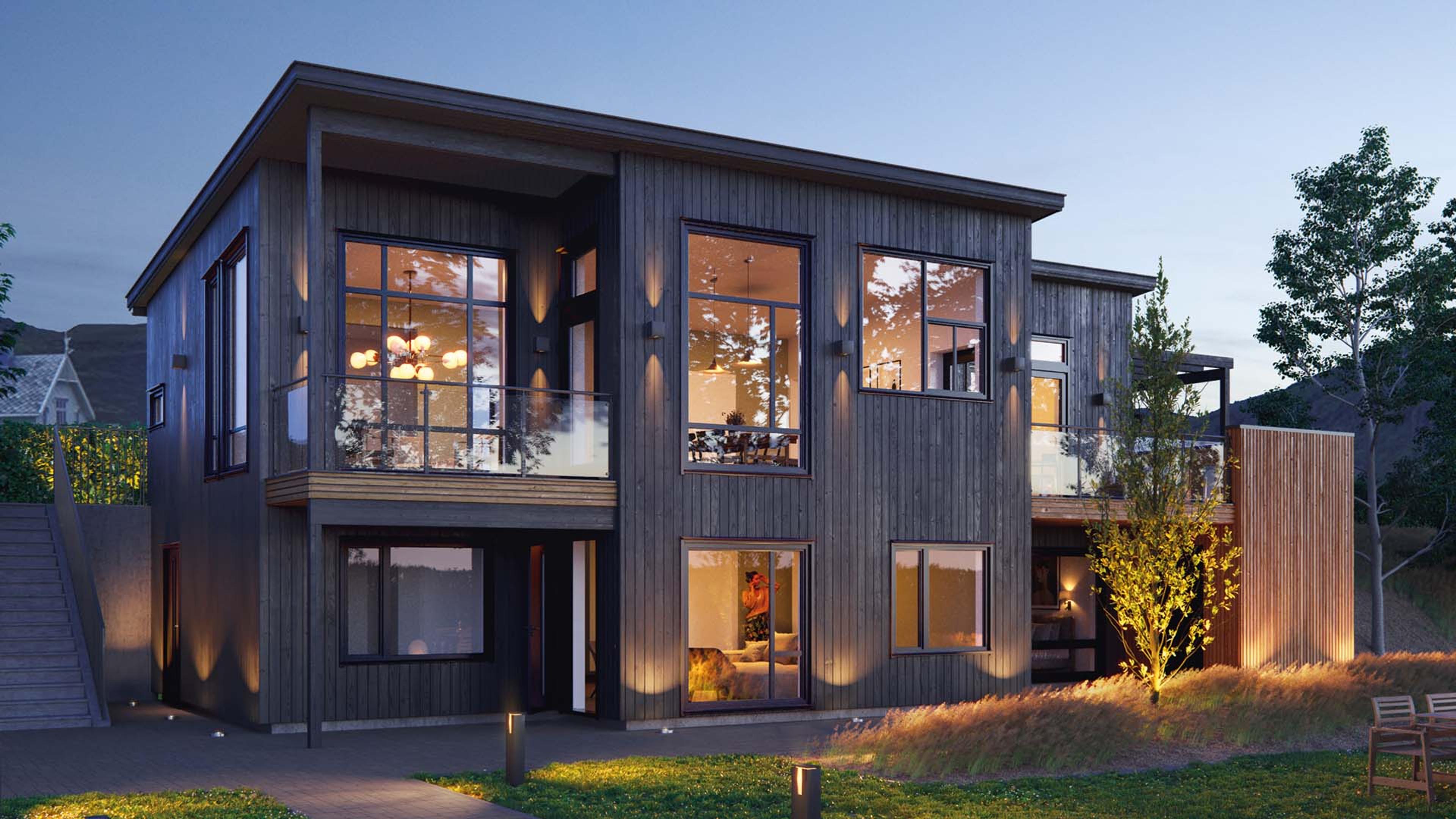 Lade - Et romslig og moderne hus for skrå tomt