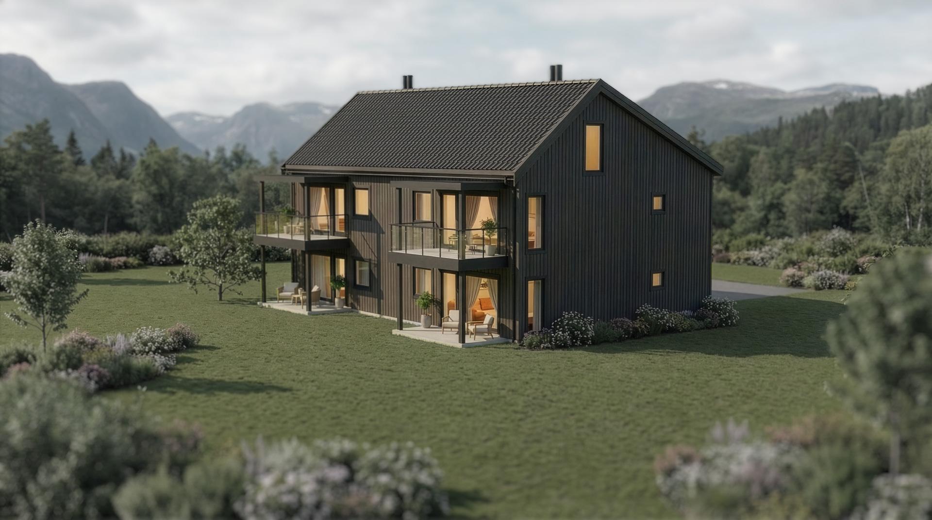 Illustrasjon på 4-mannsbustad