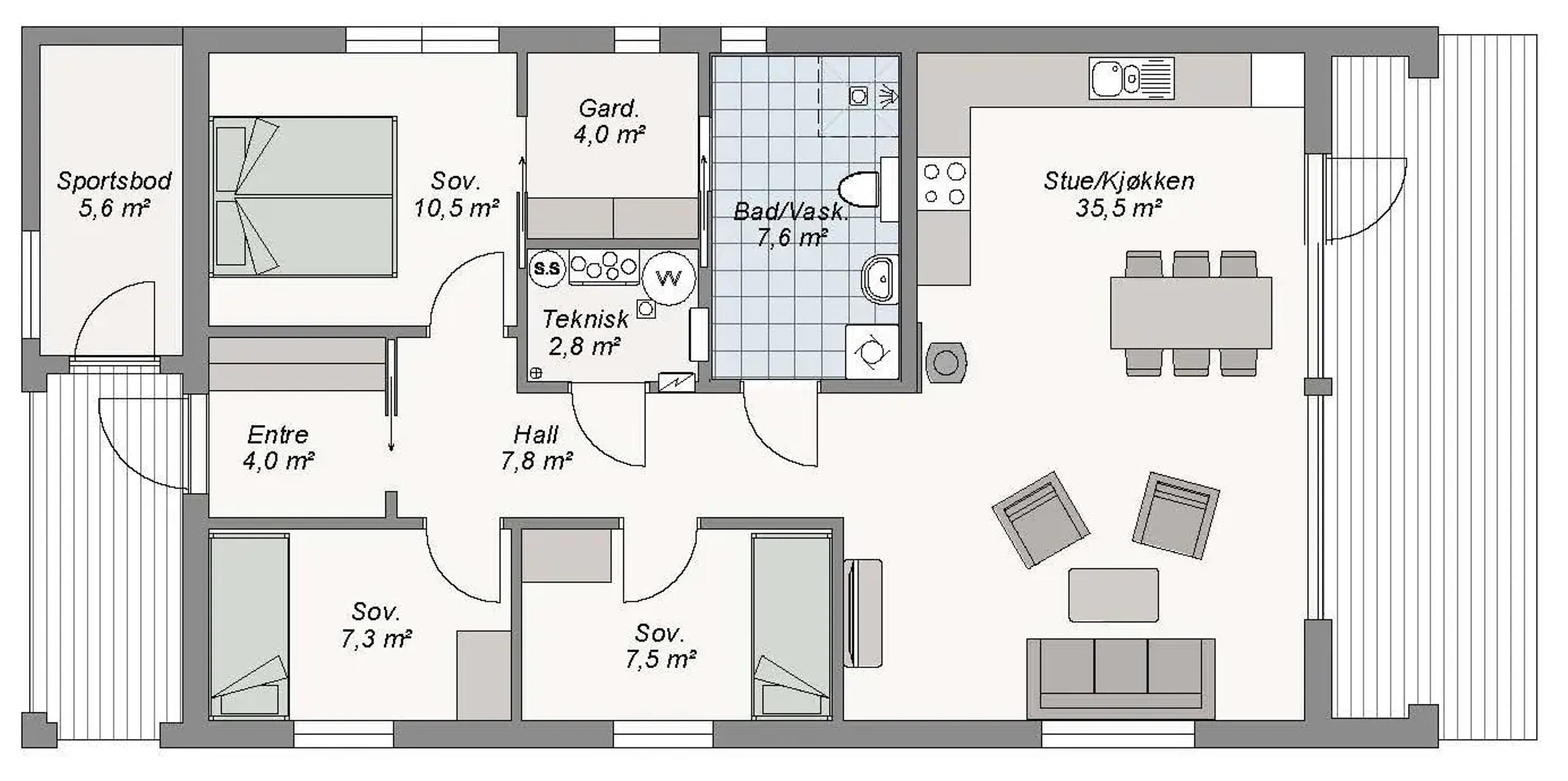 Lunner plantegning 1. etg