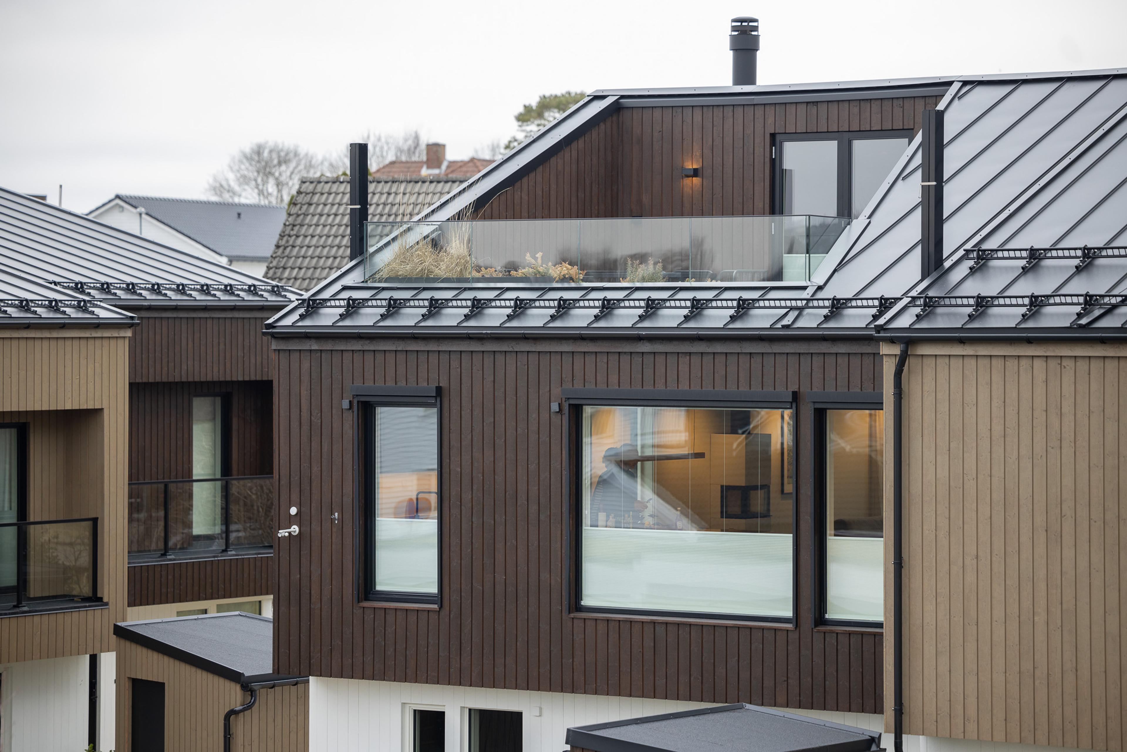Nærbilde av rekkehus i Løvikhagen på Mariero