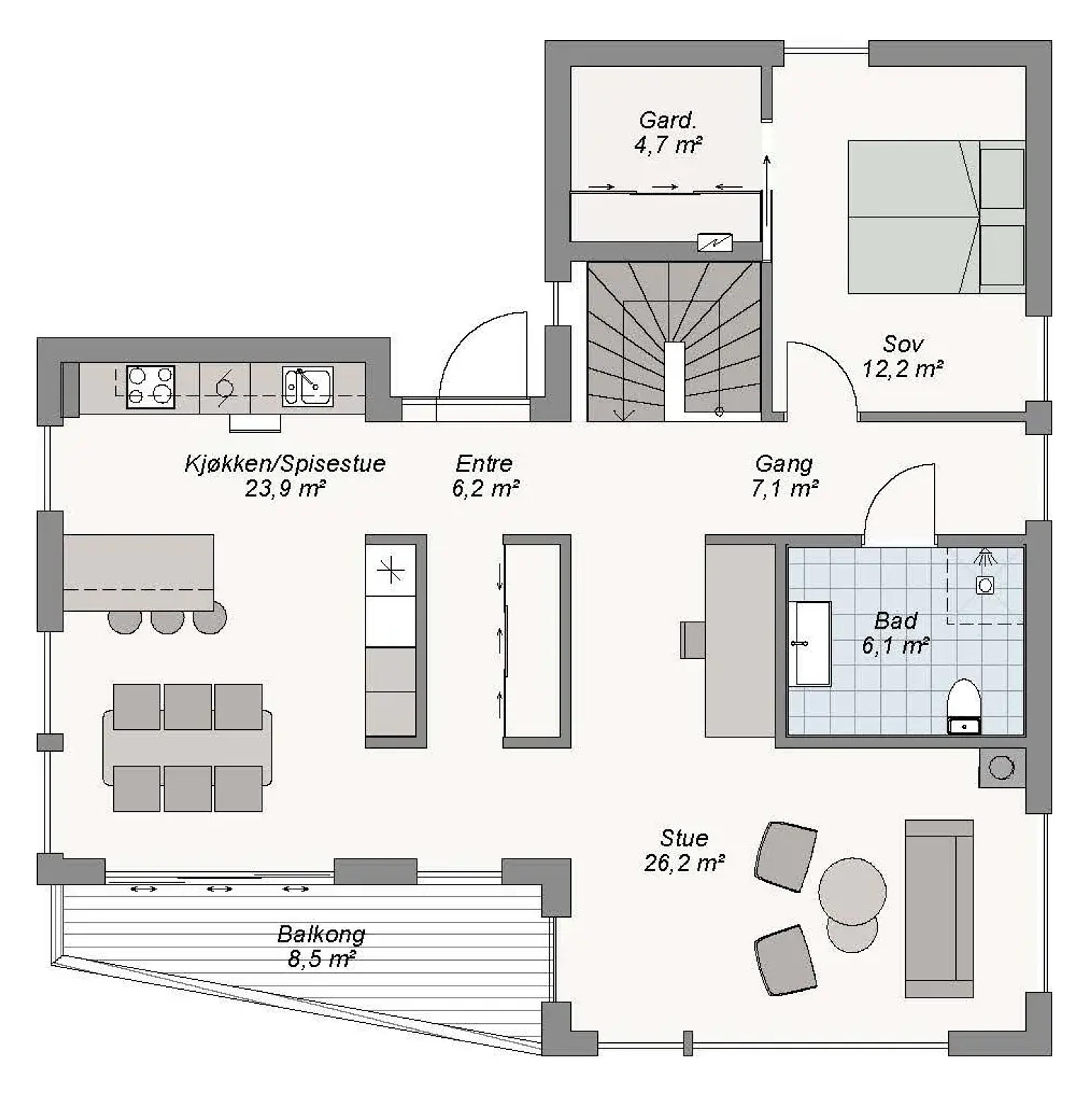 Askøy plantegning 1. etg