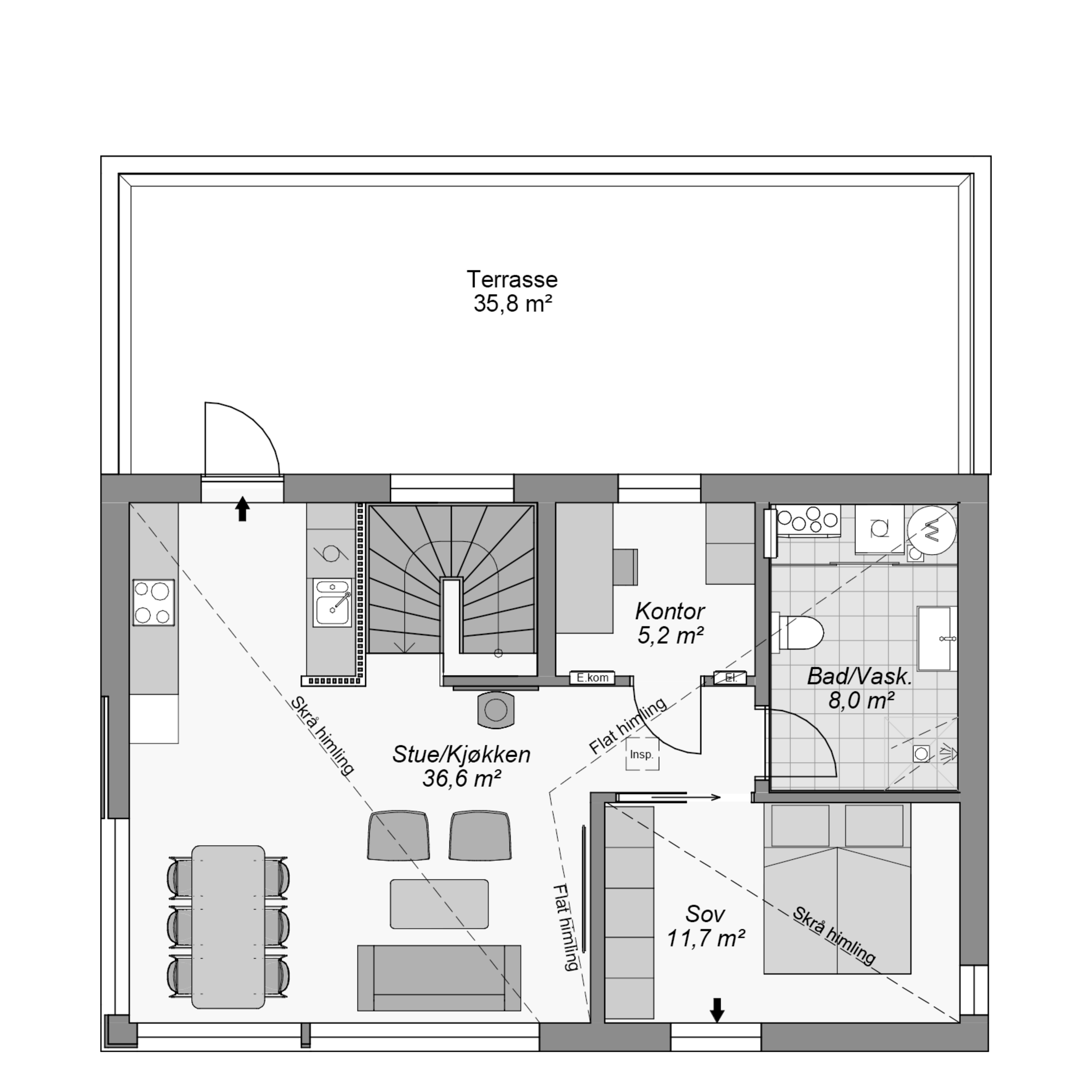 Kongsvik plantegning flat tomt 2.etg
