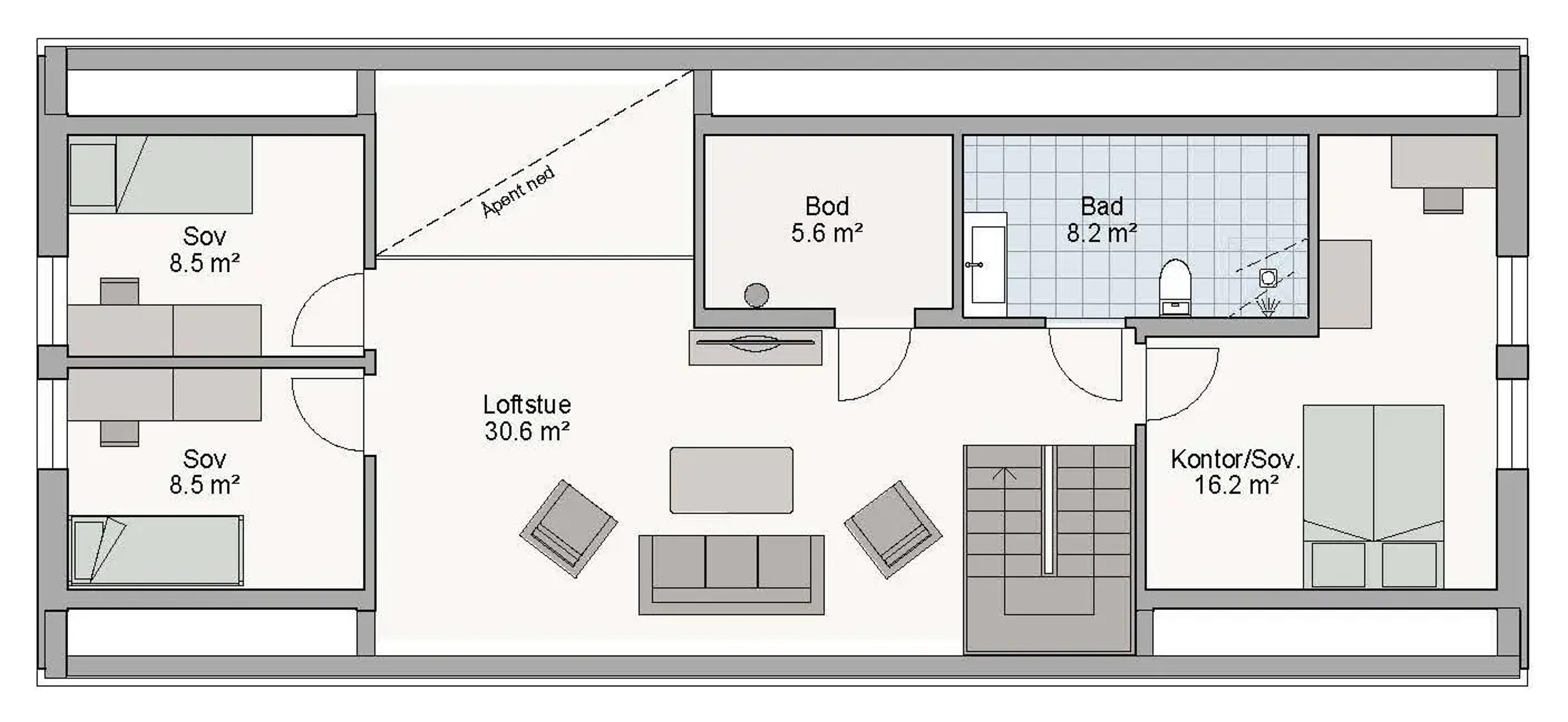 Bryne plantegning 2. etg