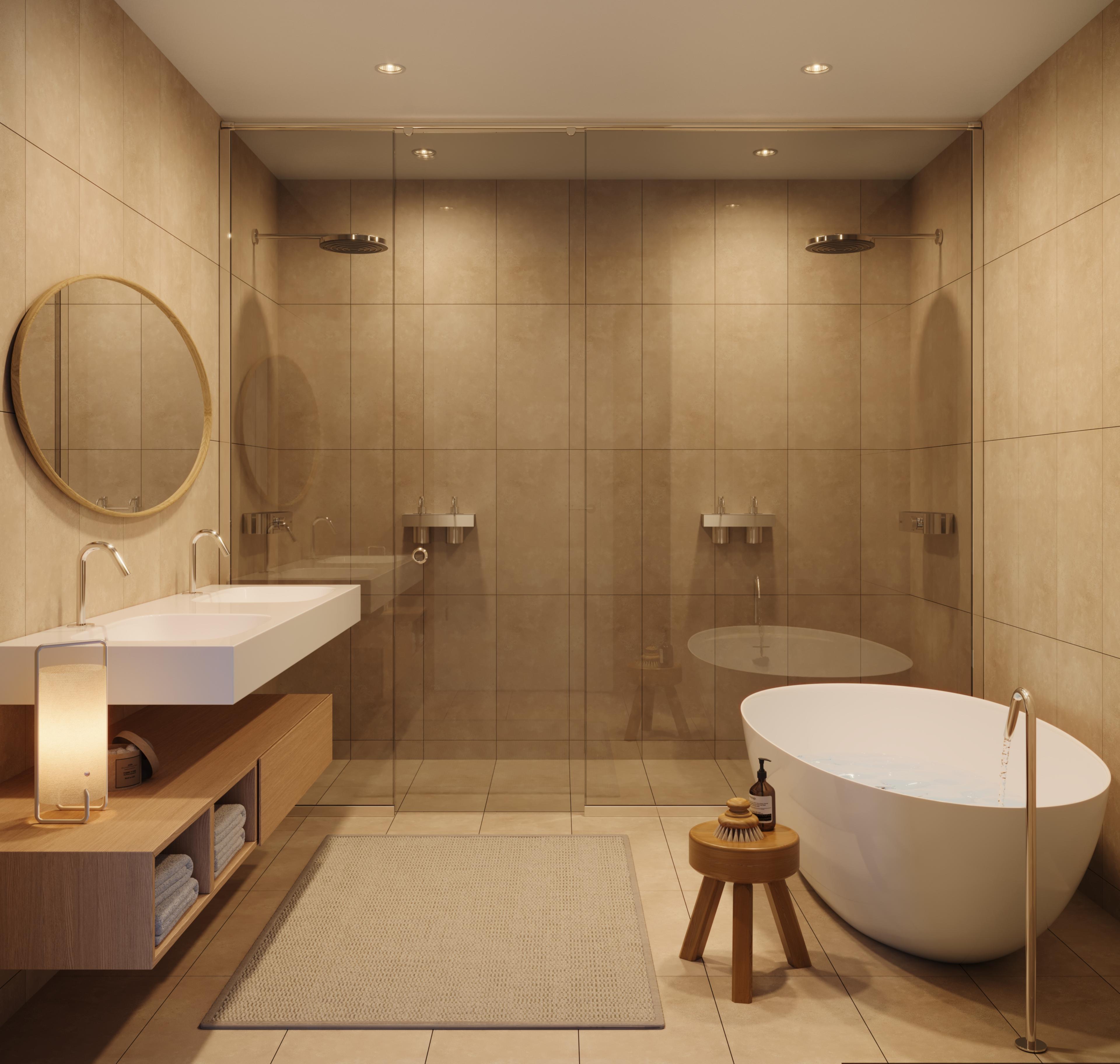 Beige moderne bad
