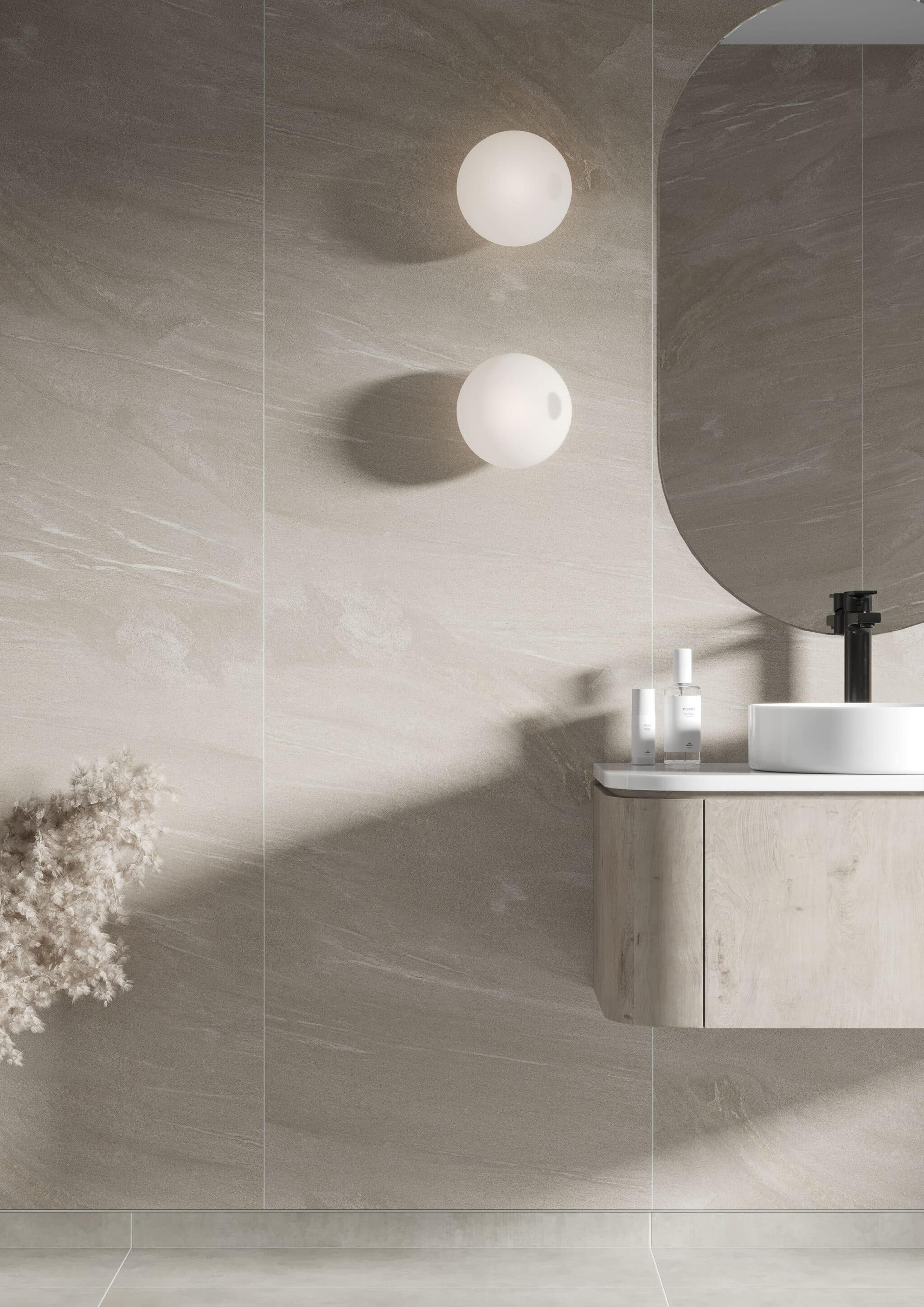 Fibo Beige Stone plater på vegg