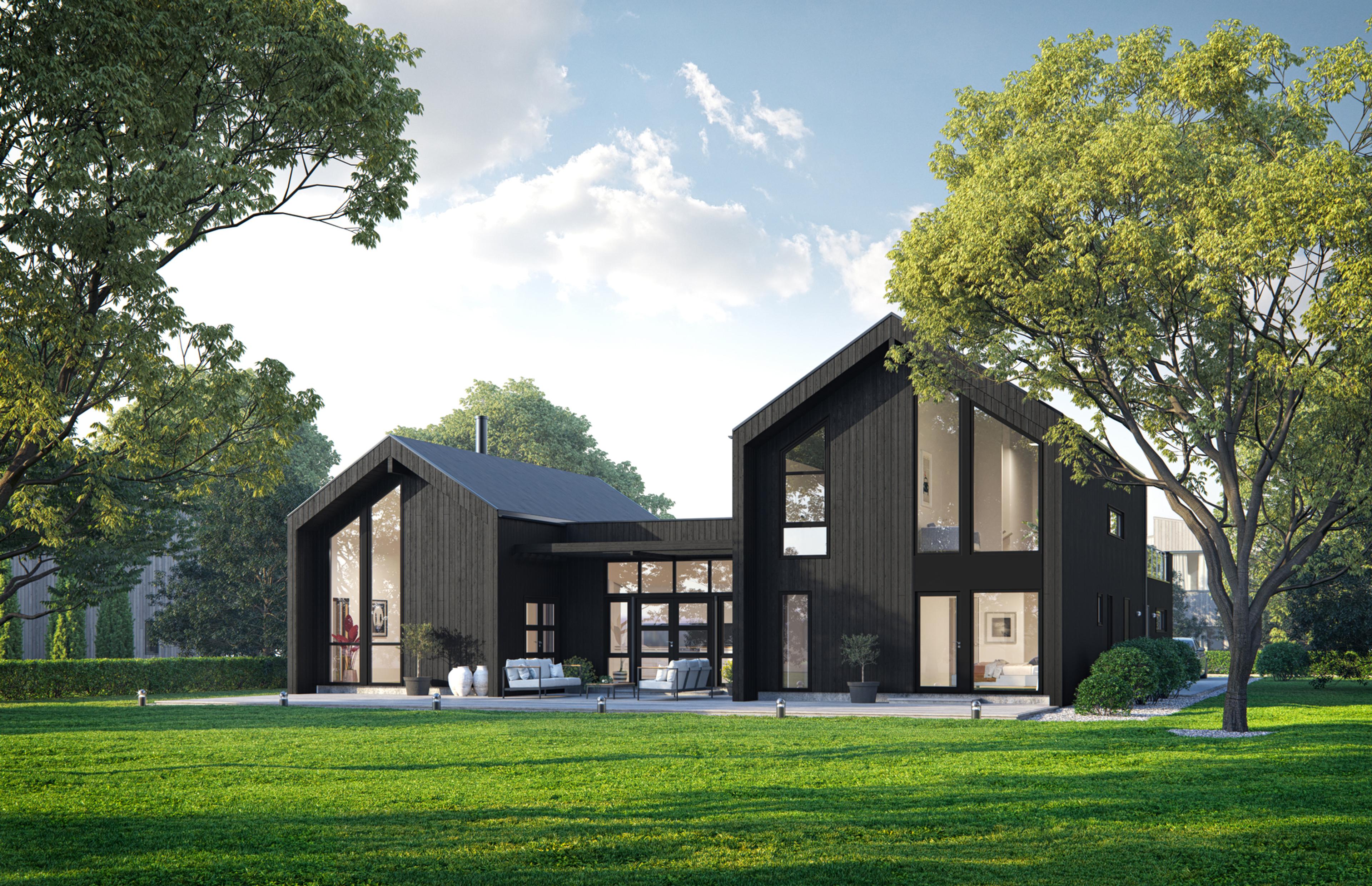 Kongsberg - Et stort og moderne hus med en spennende fasade