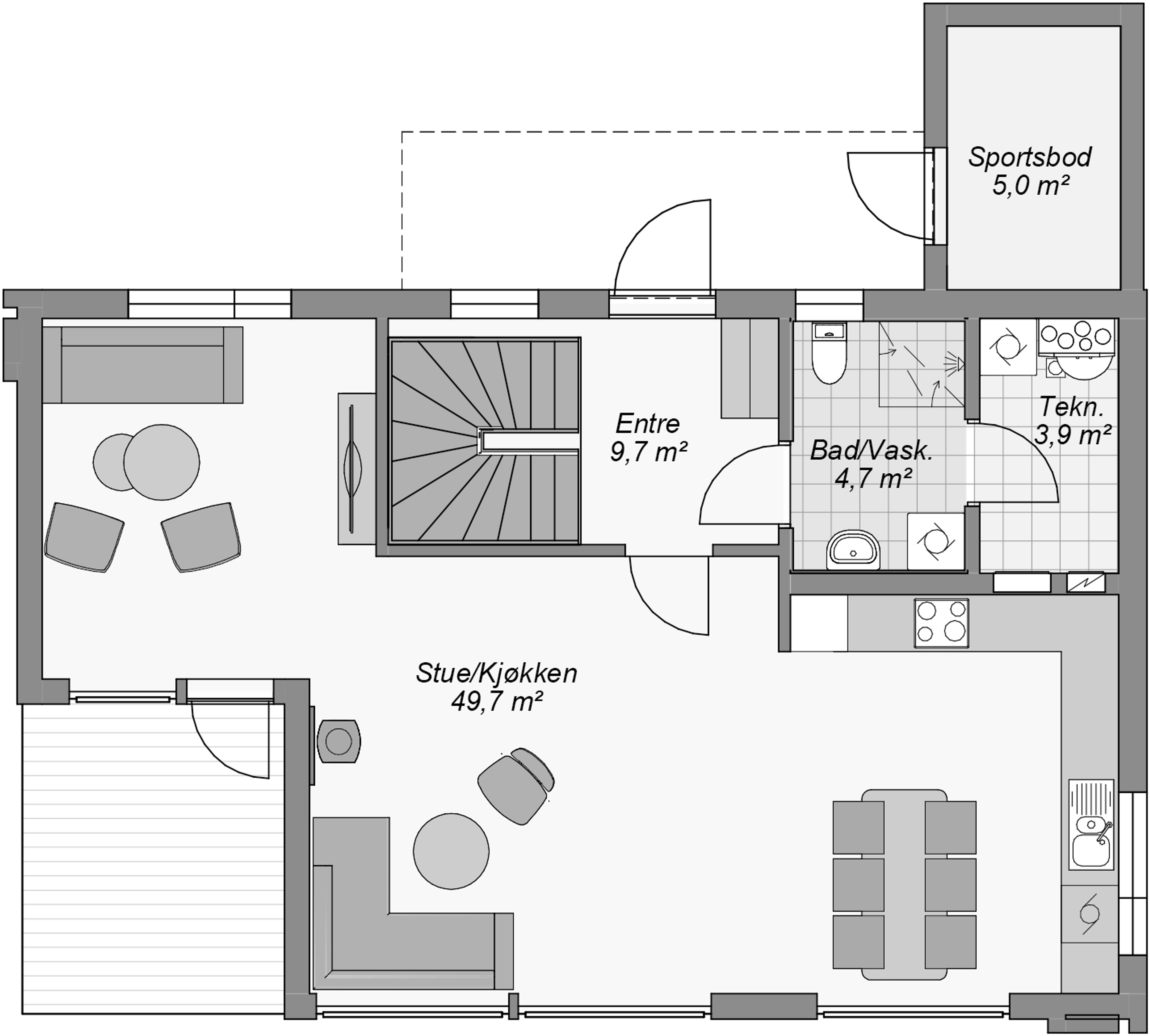 Plantegning av moderne bolig