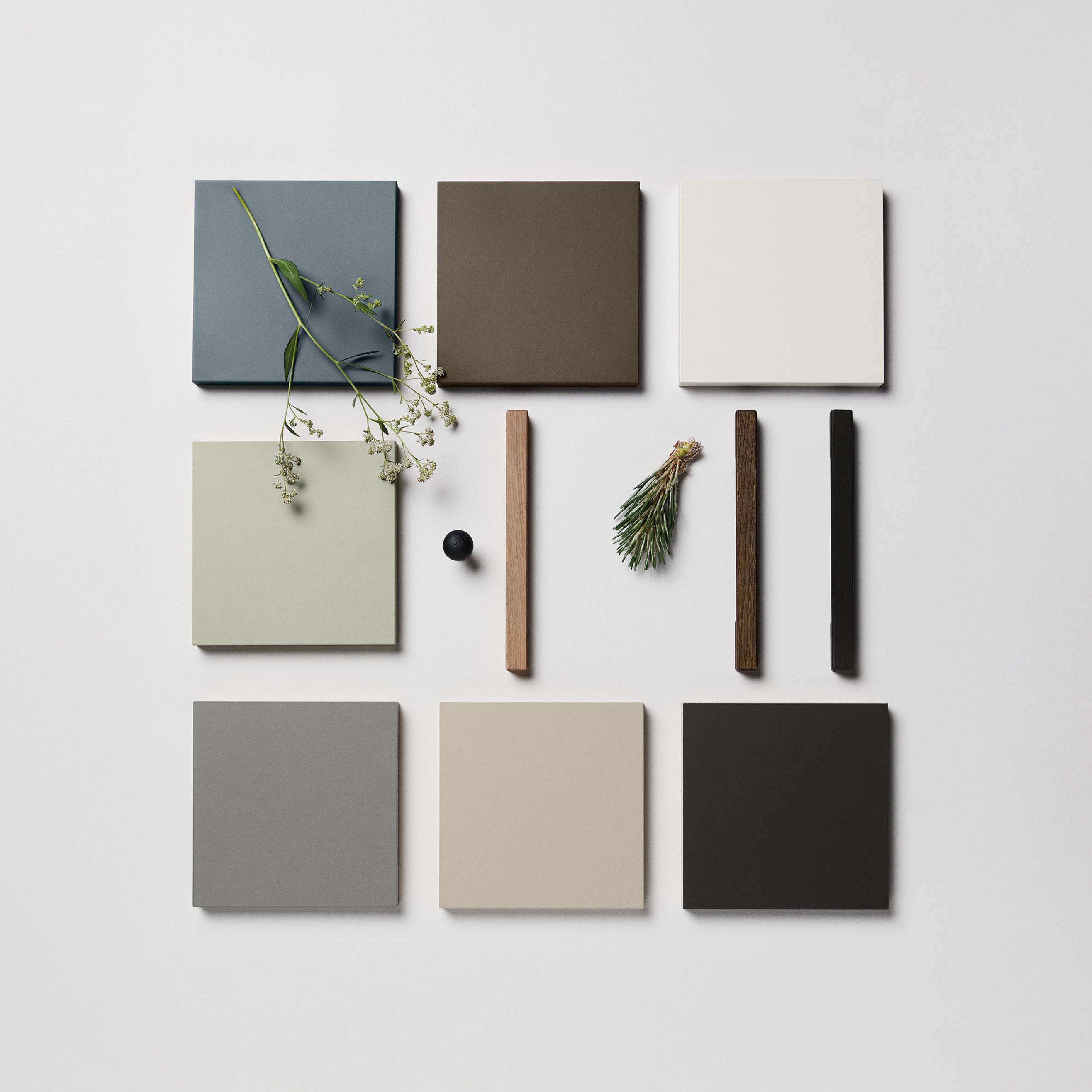 Moodboard med farger til kjøkkenet
