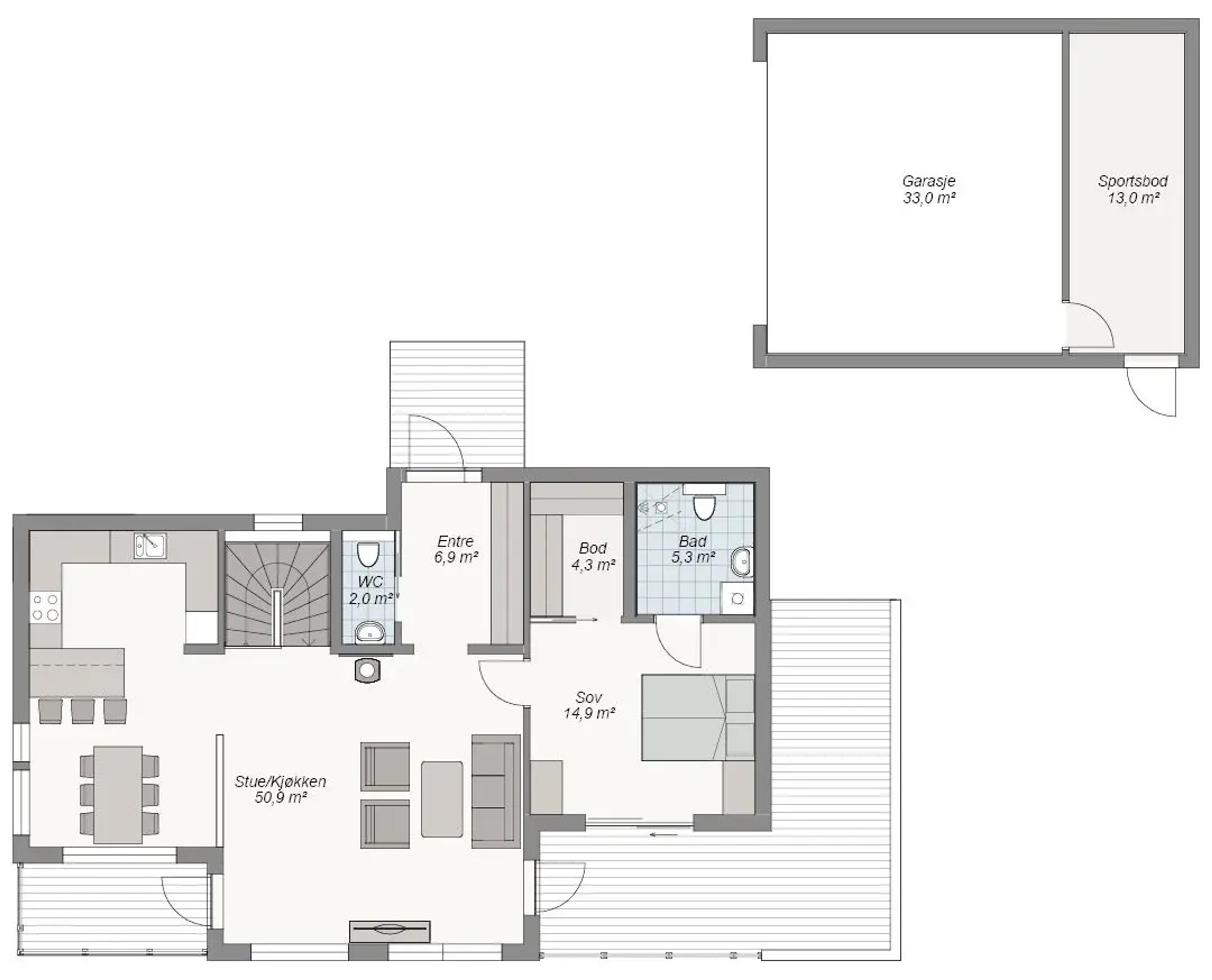 Lade plantegning 1. etg