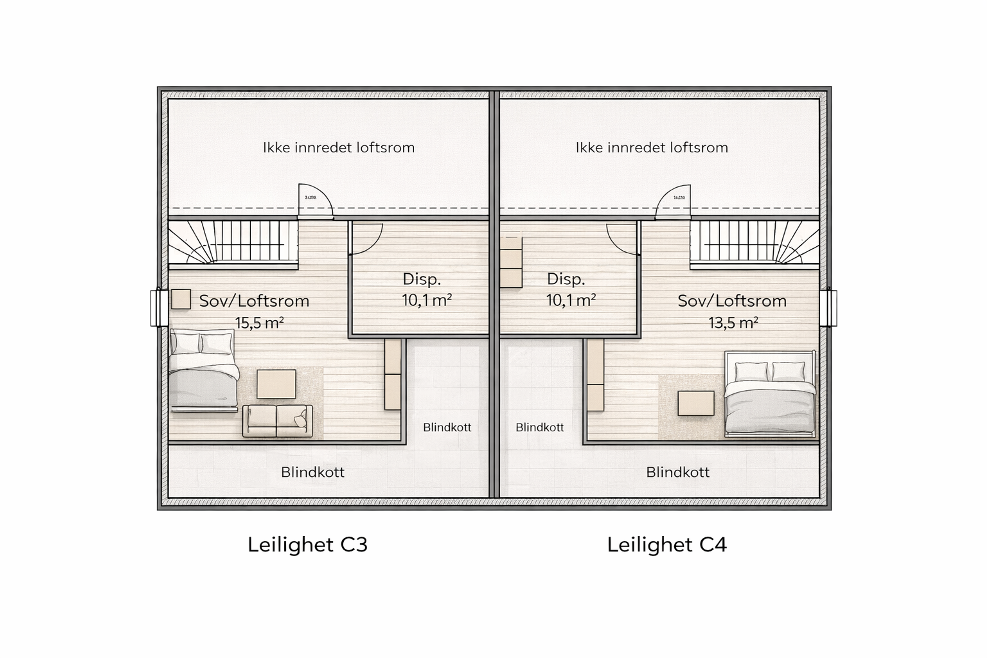 Mulighet for loft 2 etg.