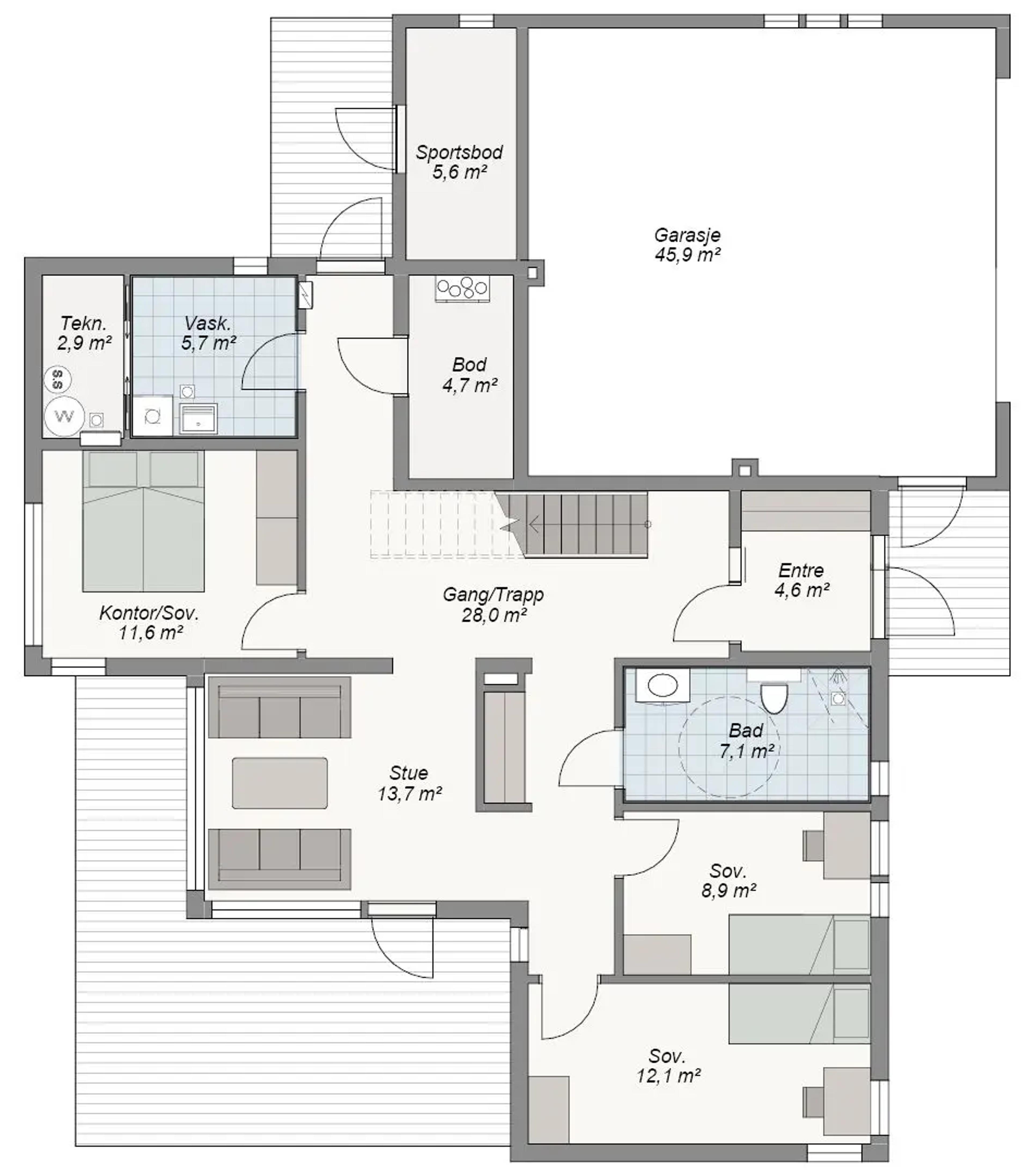 Haugesund plantegning 1. etg