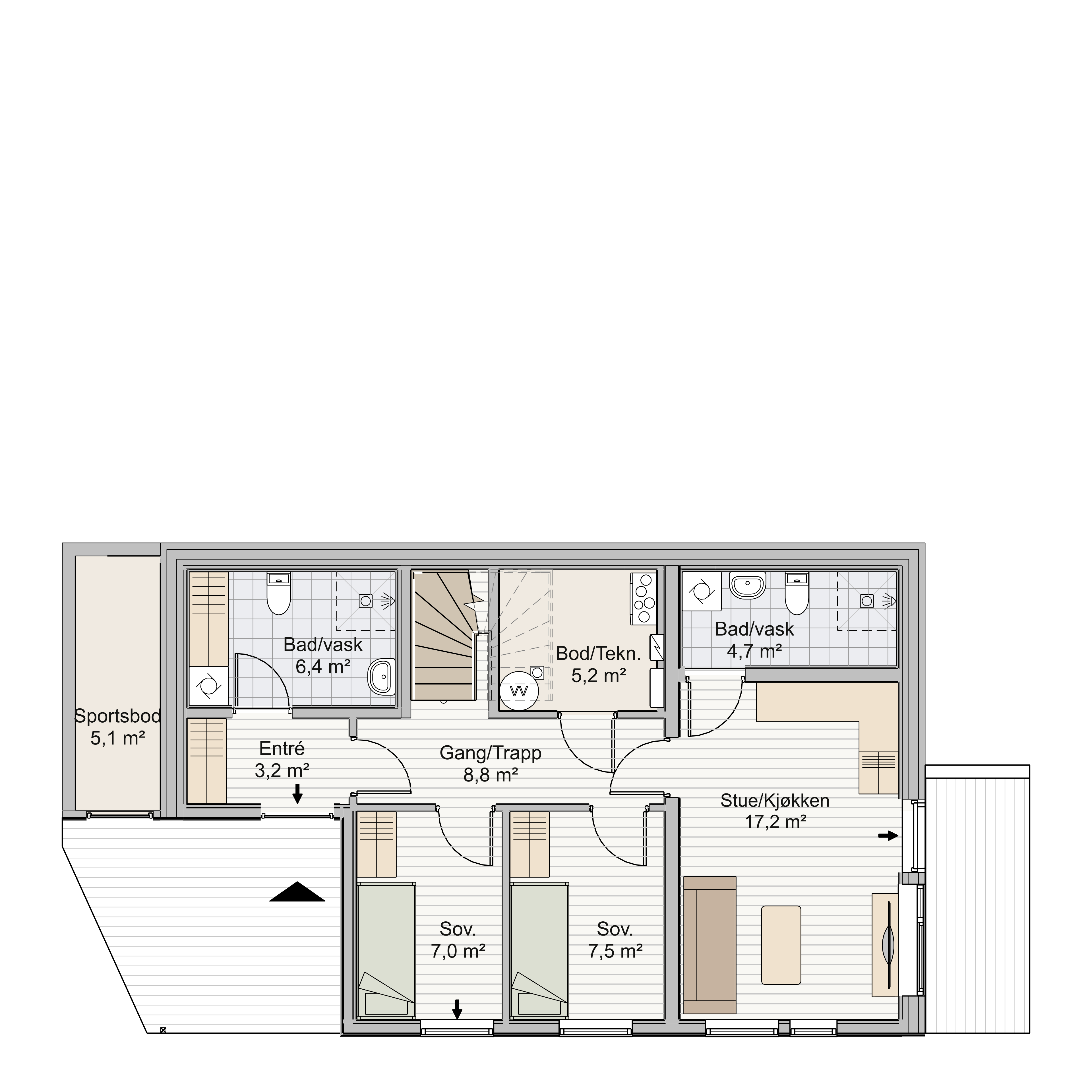 Plantegning av moderne hus