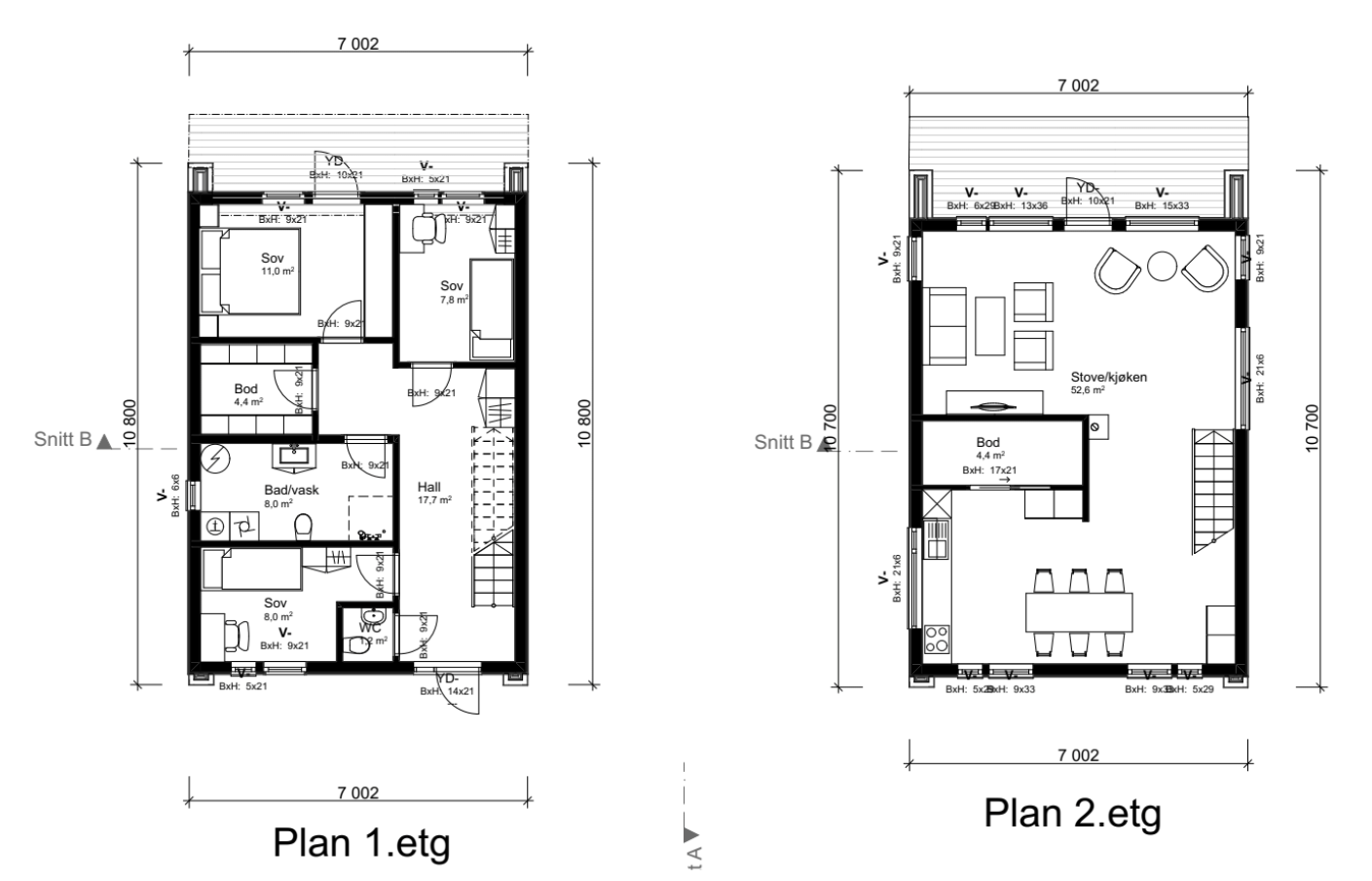 Plantegning til moderne enebolig i Hareid